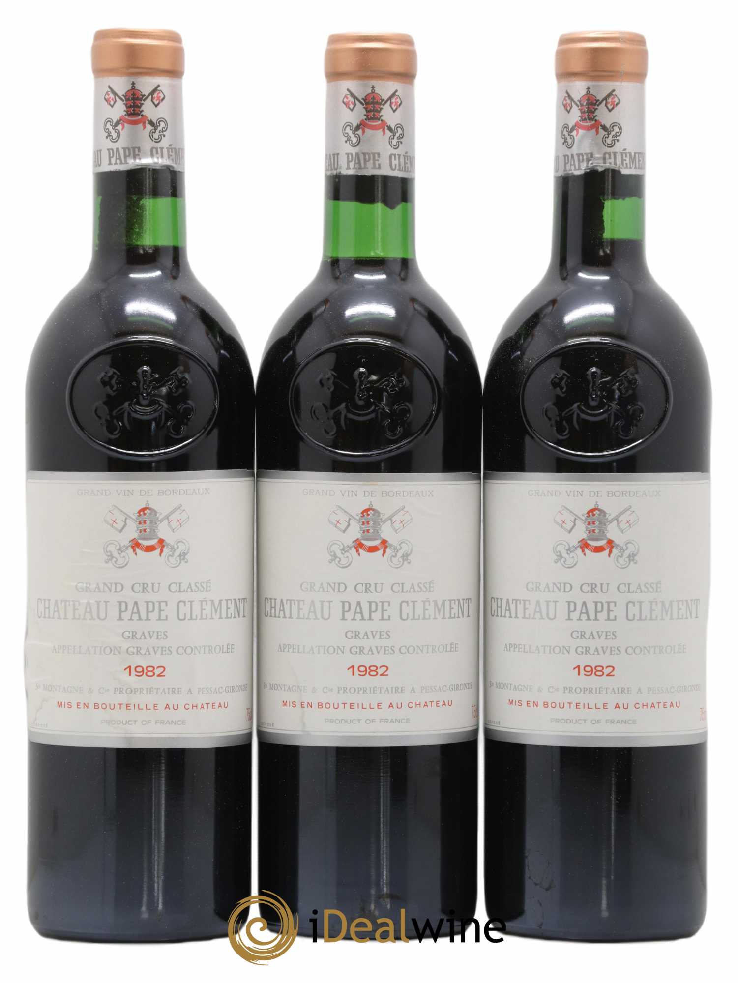 Château Pape Clément Cru Classé de Graves 1982 - Lot de 3 bouteilles - 0