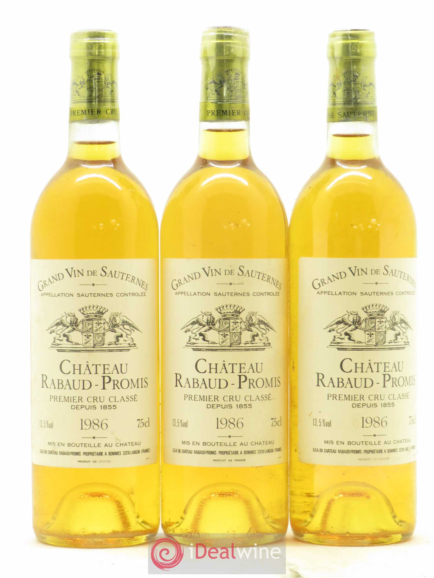 Château Rabaud Promis 1er Grand Cru Classé 1986 - Lotto di 3 bottiglie - 0