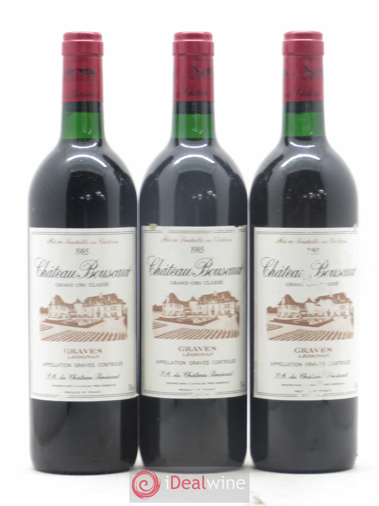 Château Bouscaut Cru Classé de Graves 1985 - Lot de 3 bouteilles - 0