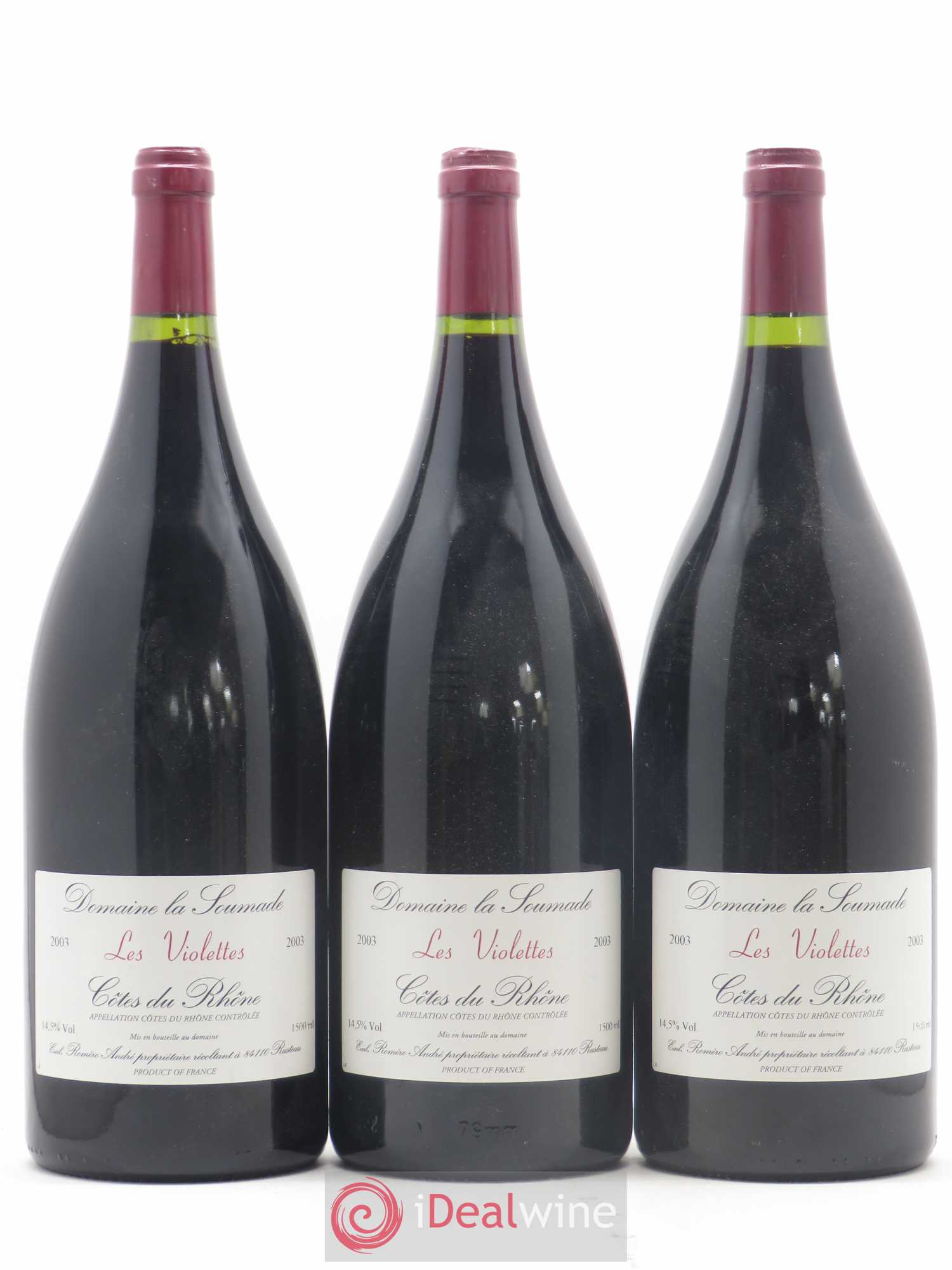 Rasteau La Soumade (Domaine) Les Violettes 2003 - Posten von 3 Magnum - 0
