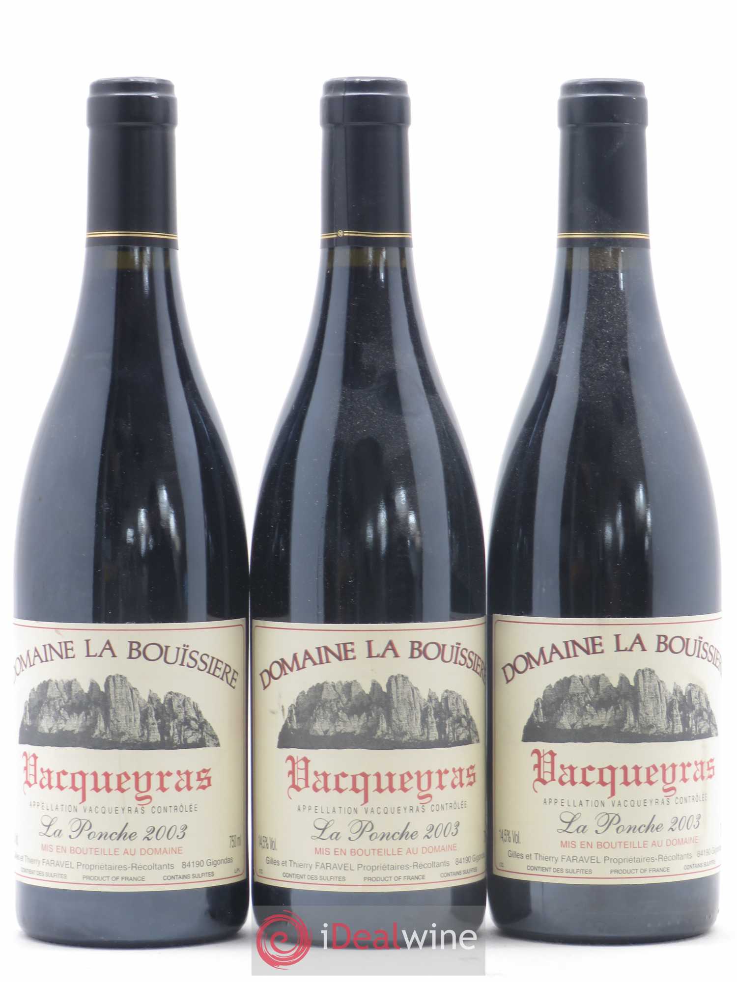 Vacqueyras La Ponche Domaine La Bouïssière 2003 - Posten von 3 Flaschen - 0
