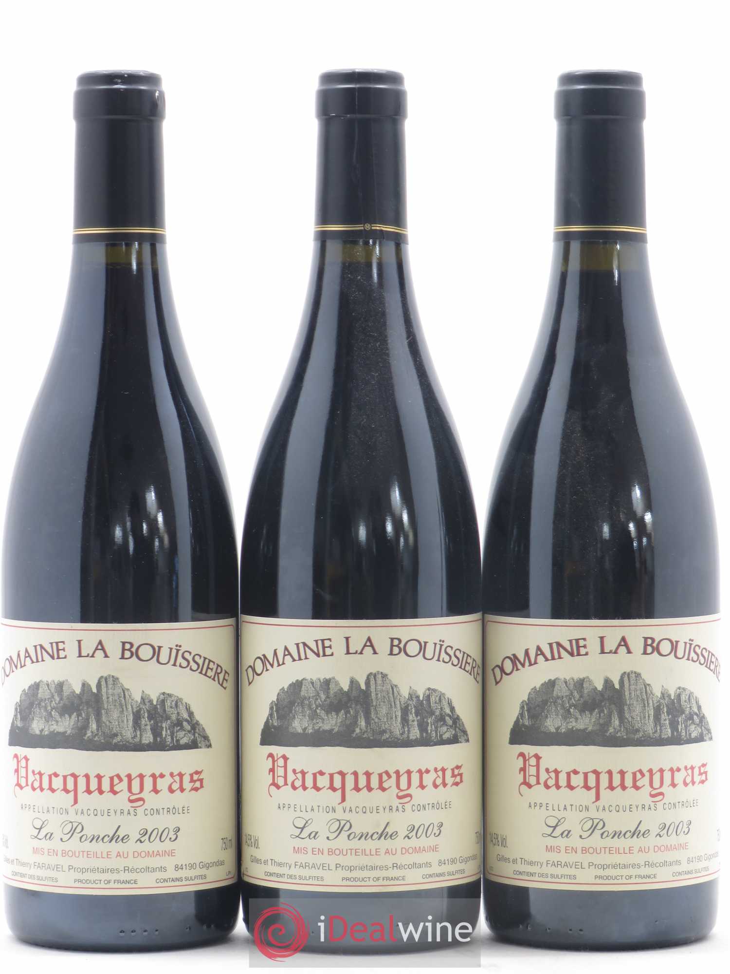Vacqueyras La Ponche Domaine La Bouïssière 2003 - Posten von 3 Flaschen - 0