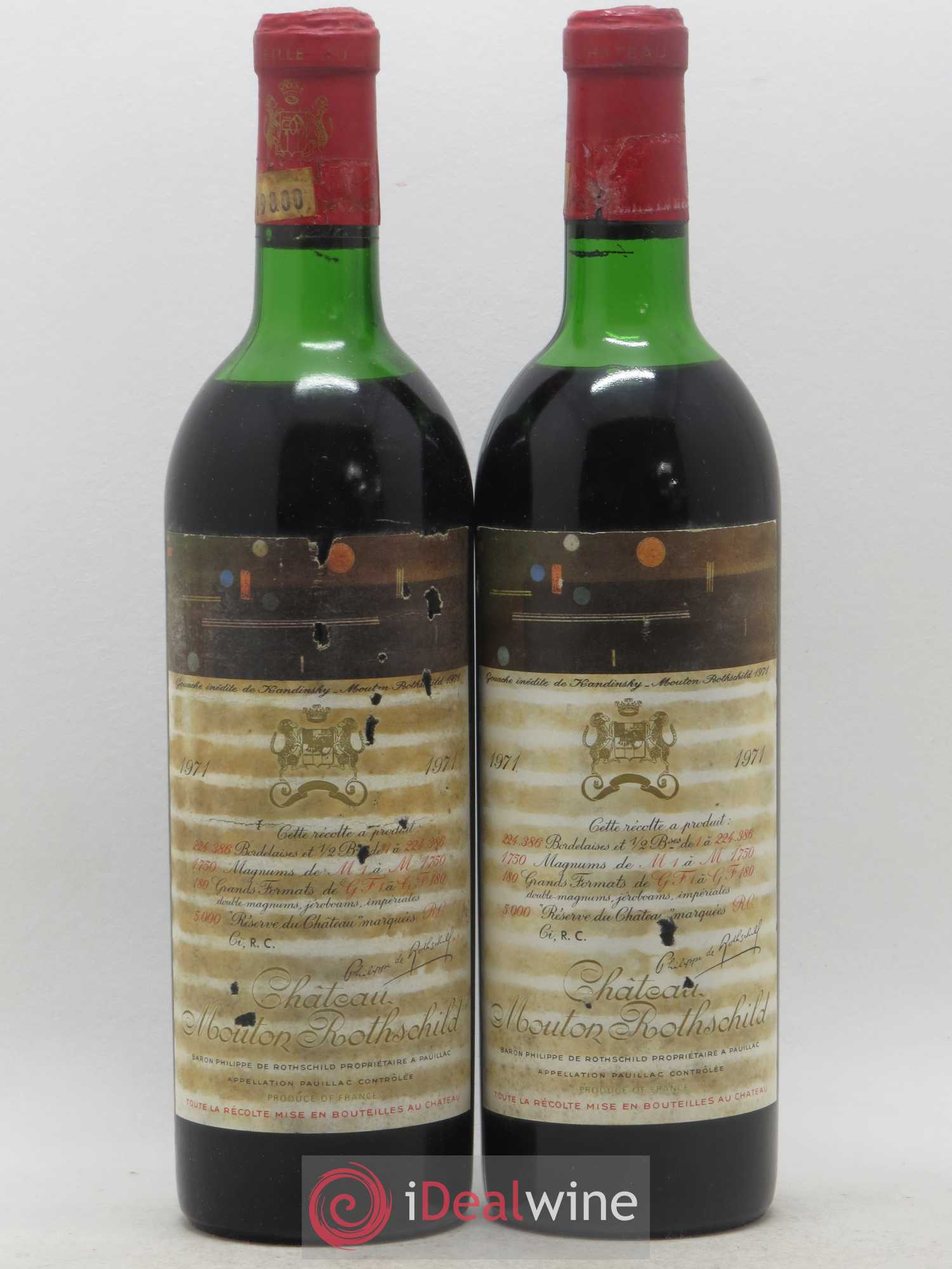 Château Mouton Rothschild 1er Grand Cru Classé 1971 - Lot de 2 bouteilles - 0