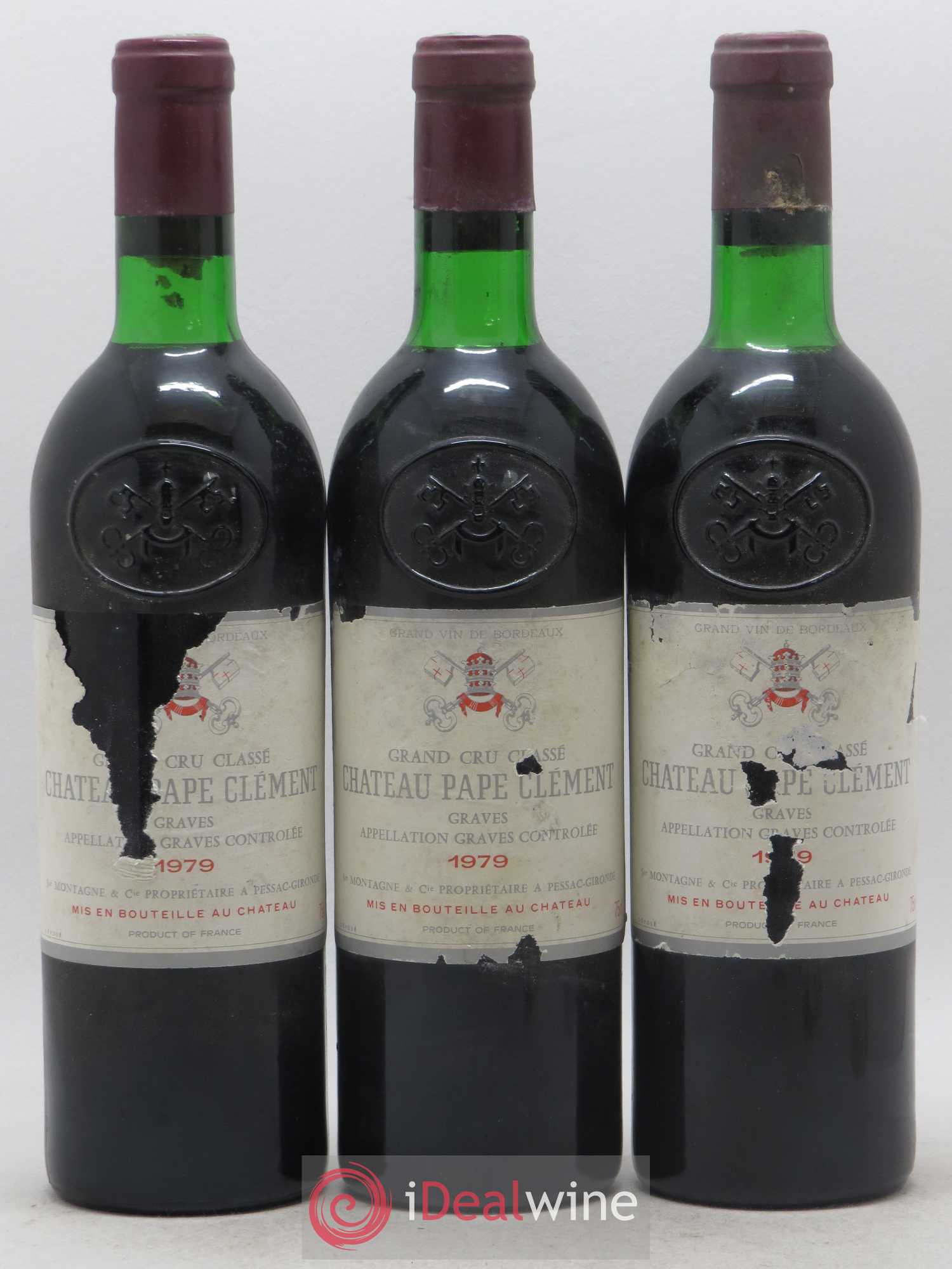 Château Pape Clément Cru Classé de Graves 1979 - Lot de 3 bouteilles - 0