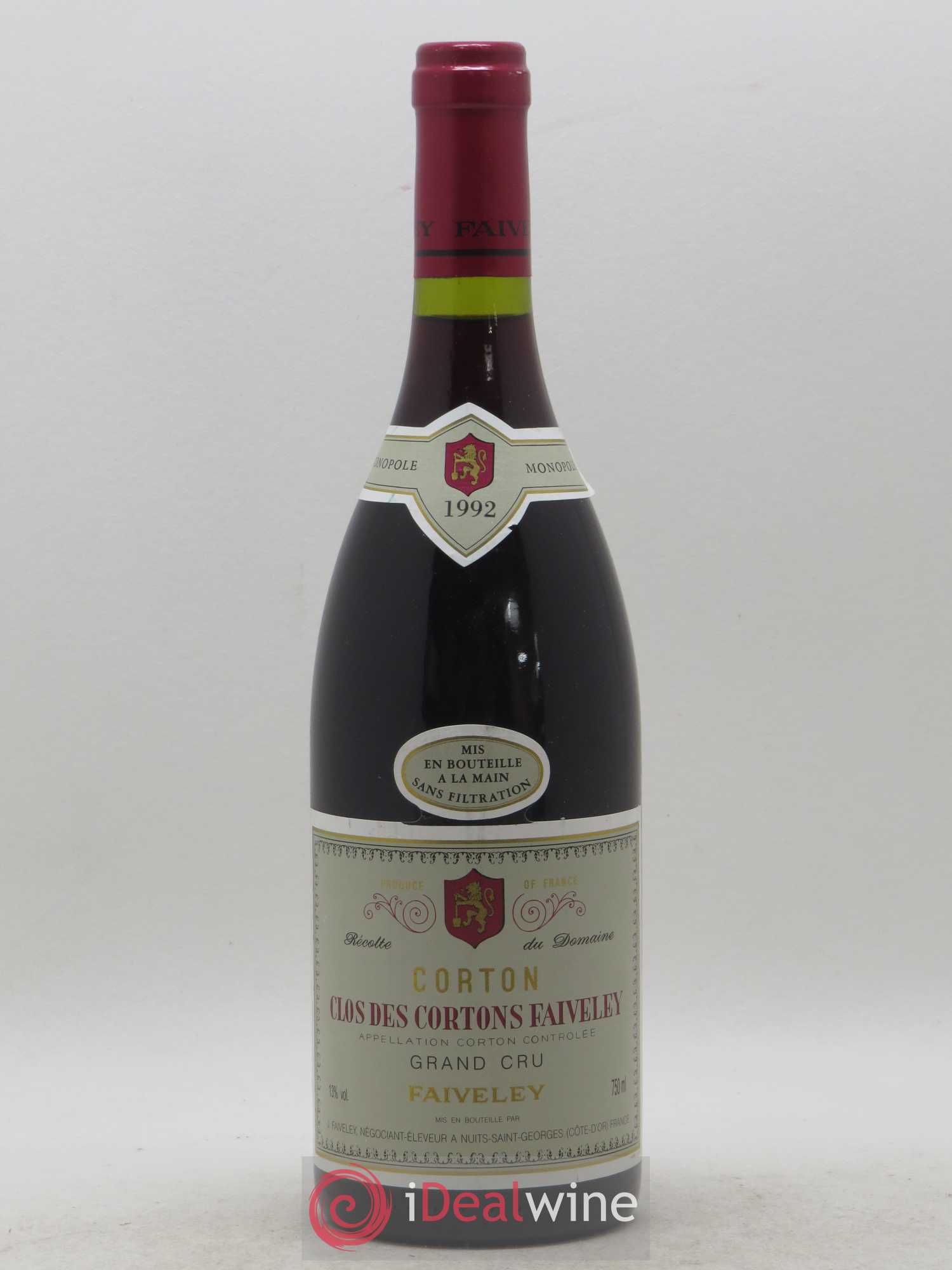 Corton Grand Cru Clos des Cortons Faiveley 1992 - Lot de 1 bouteille - 0
