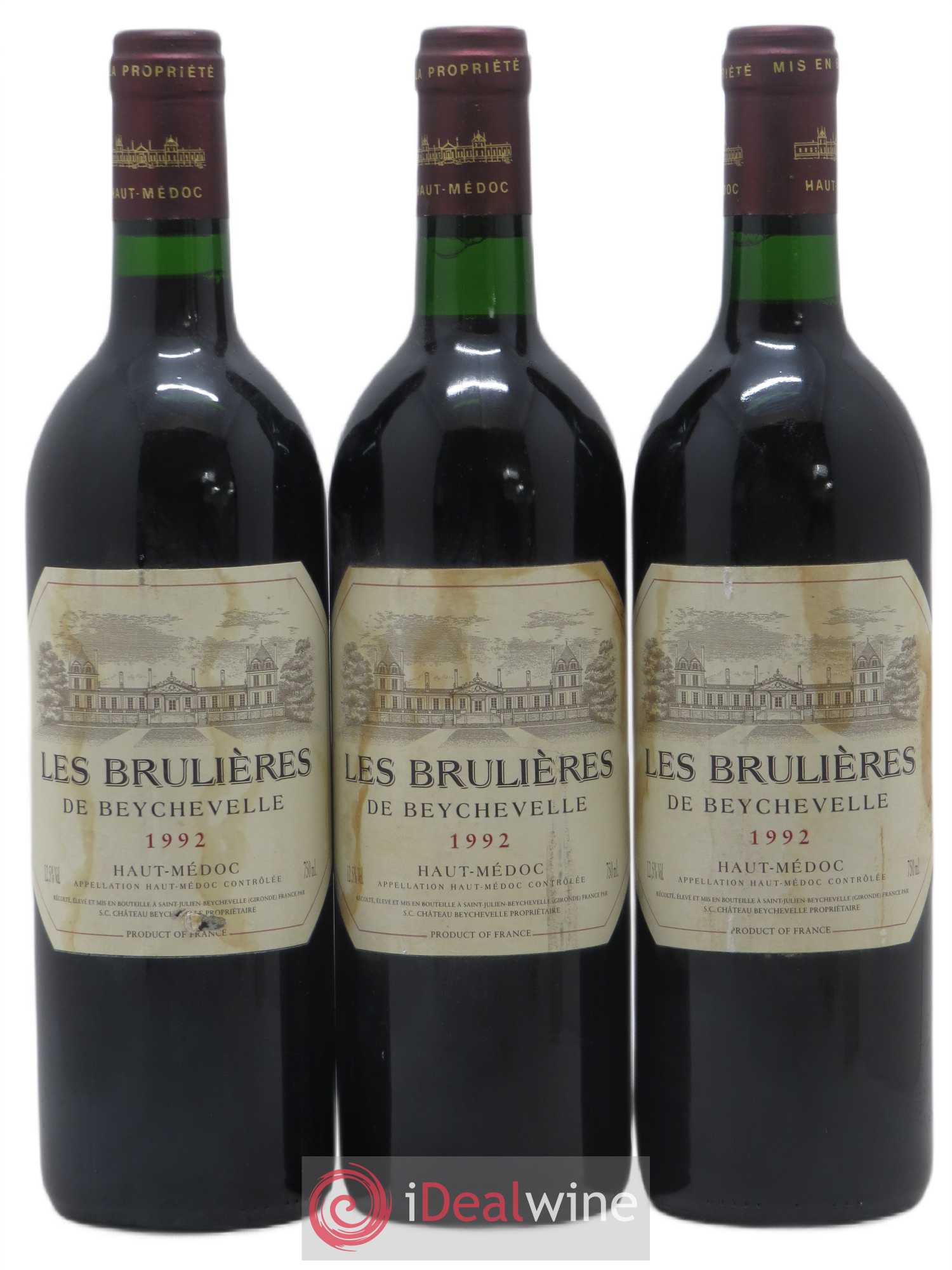 Haut Médoc Les Brulières de Beychevelle 1992 - Posten von 3 Flaschen - 0