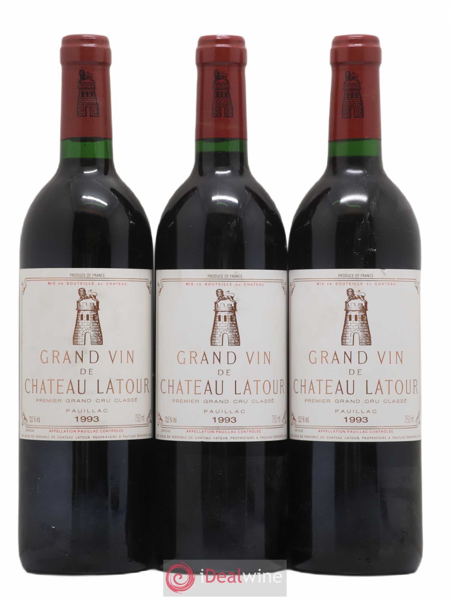 Château Latour 1er Grand Cru Classé 1993 - Lot de 3 bouteilles - 0