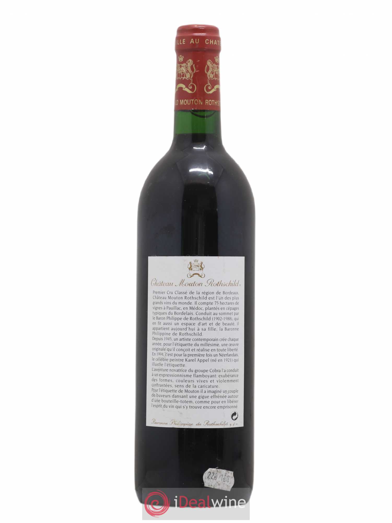 Château Mouton Rothschild 1er Grand Cru Classé 1994 - Lot de 1 bouteille - 1