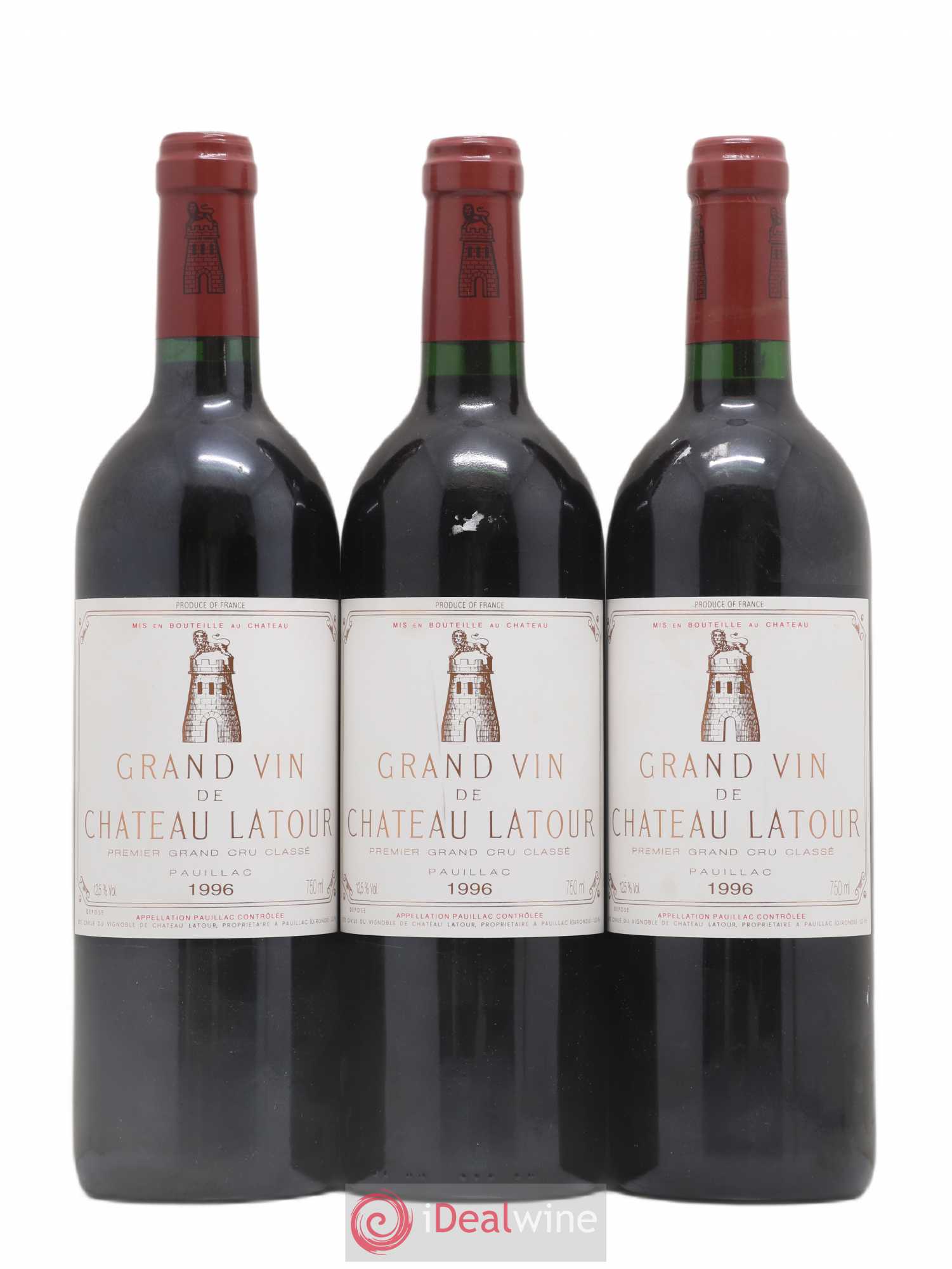 Château Latour 1er Grand Cru Classé 1996 - Lot de 3 bouteilles - 0