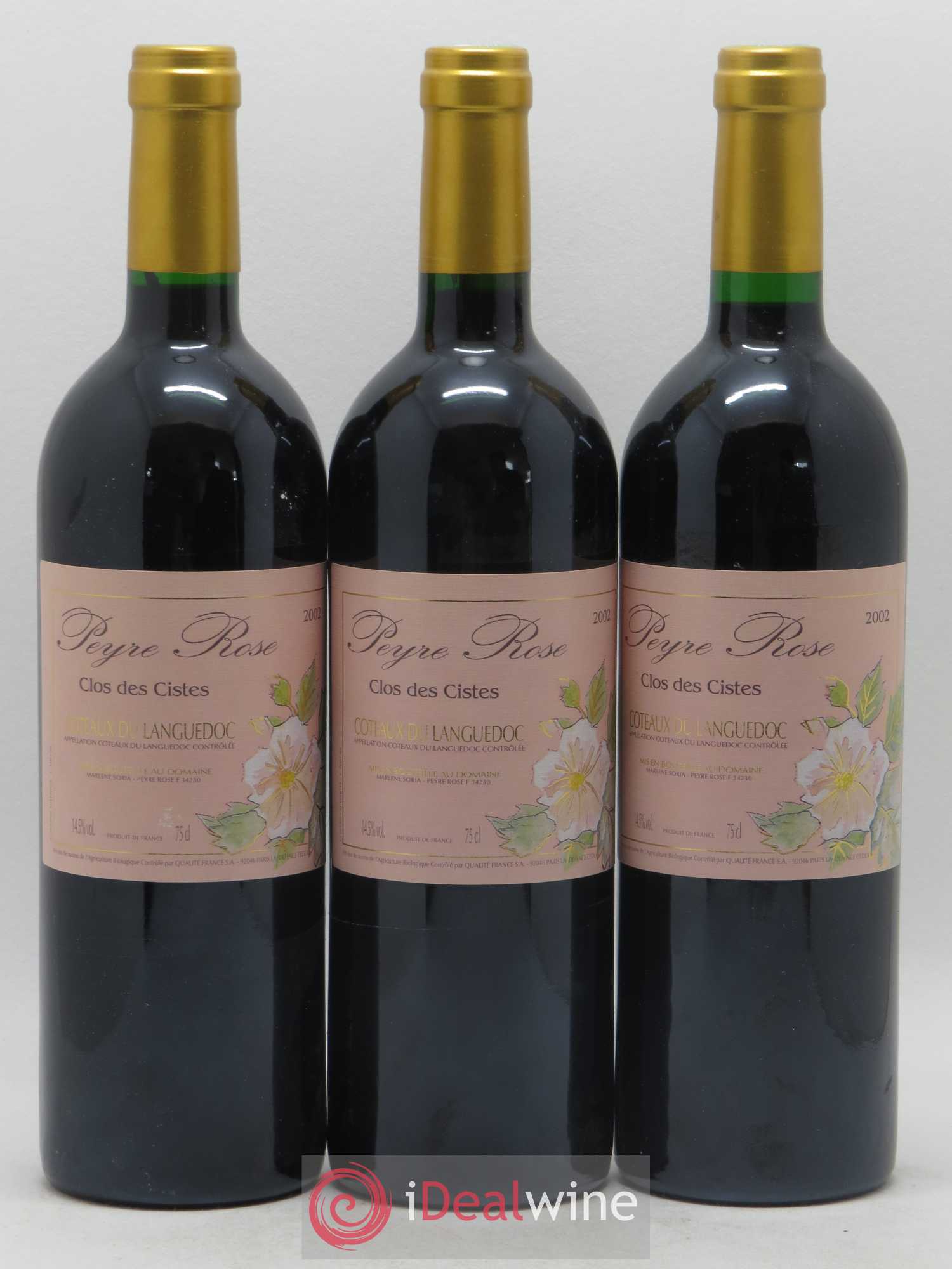 Vin de France (anciennement Coteaux du Languedoc) Domaine Peyre Rose Les Cistes Marlène Soria 2002 - Lot de 3 bouteilles - 0