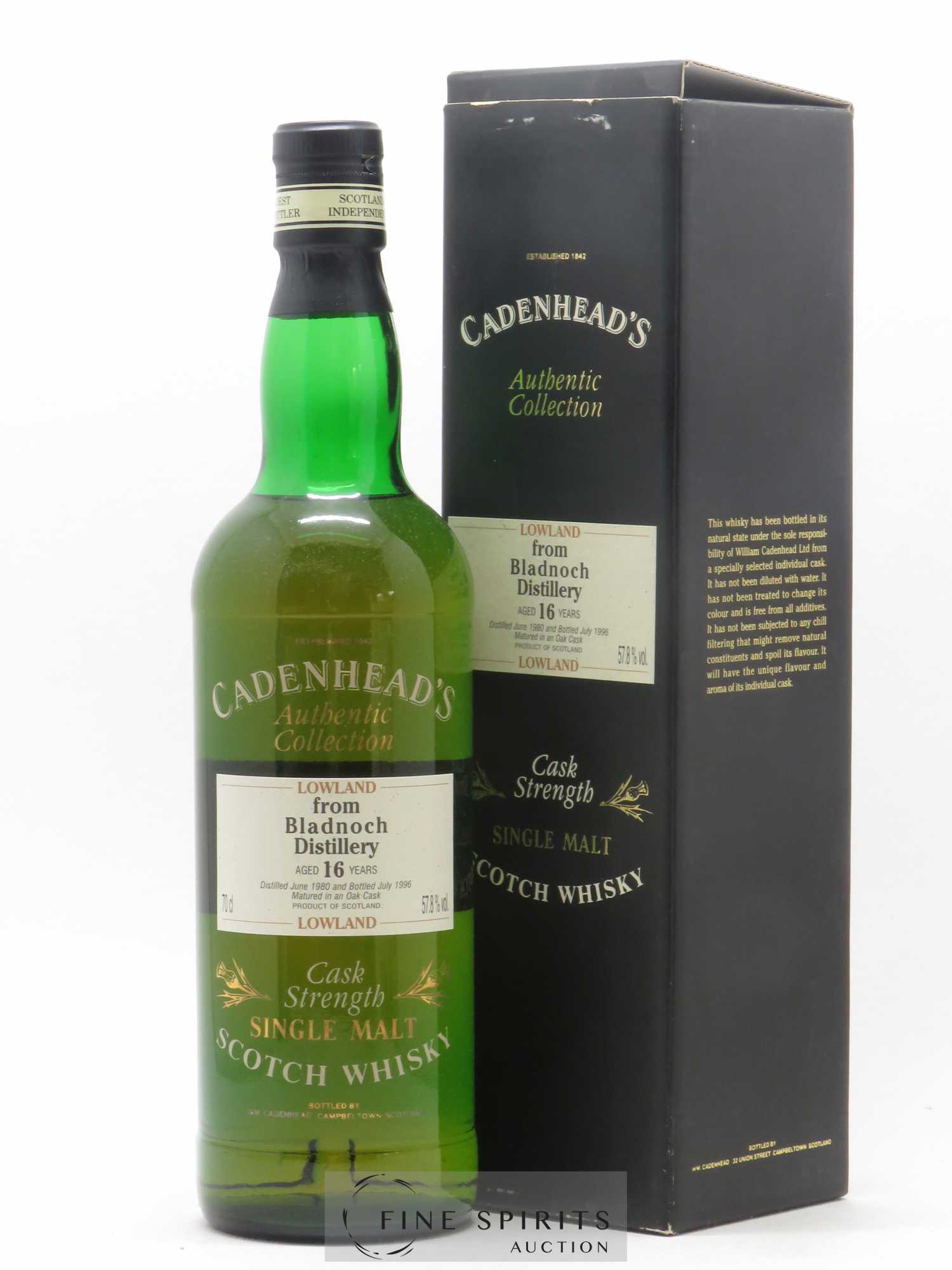 Bladnoch 16 years 1980 Cadenhead's Cask Strength - bottled 1996 Authentic Collection - Lot de 1 bouteille - 0