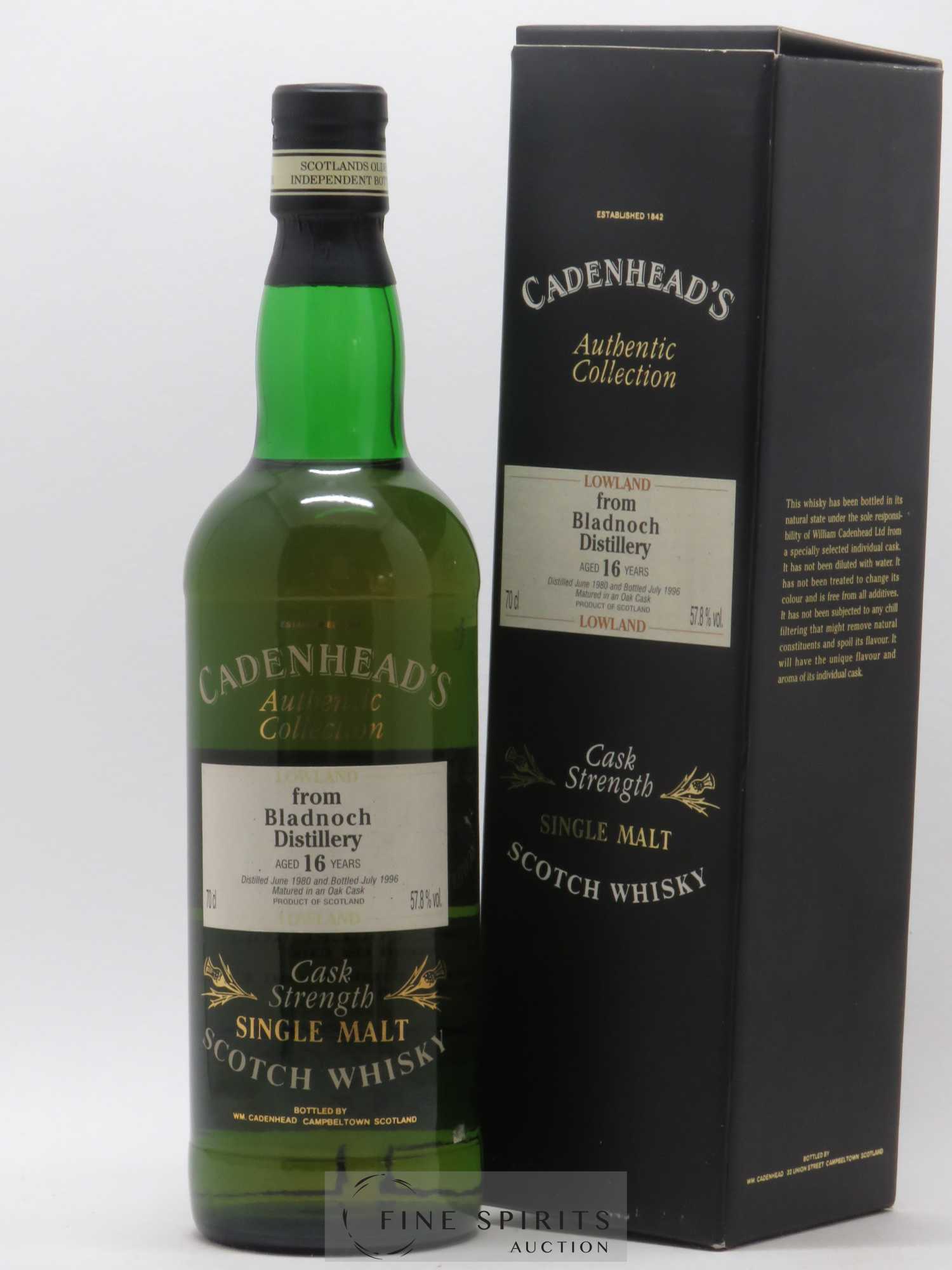 Bladnoch 16 years 1980 Cadenhead's Cask Strength - bottled 1996 Authentic Collection - Lot de 1 bouteille - 0