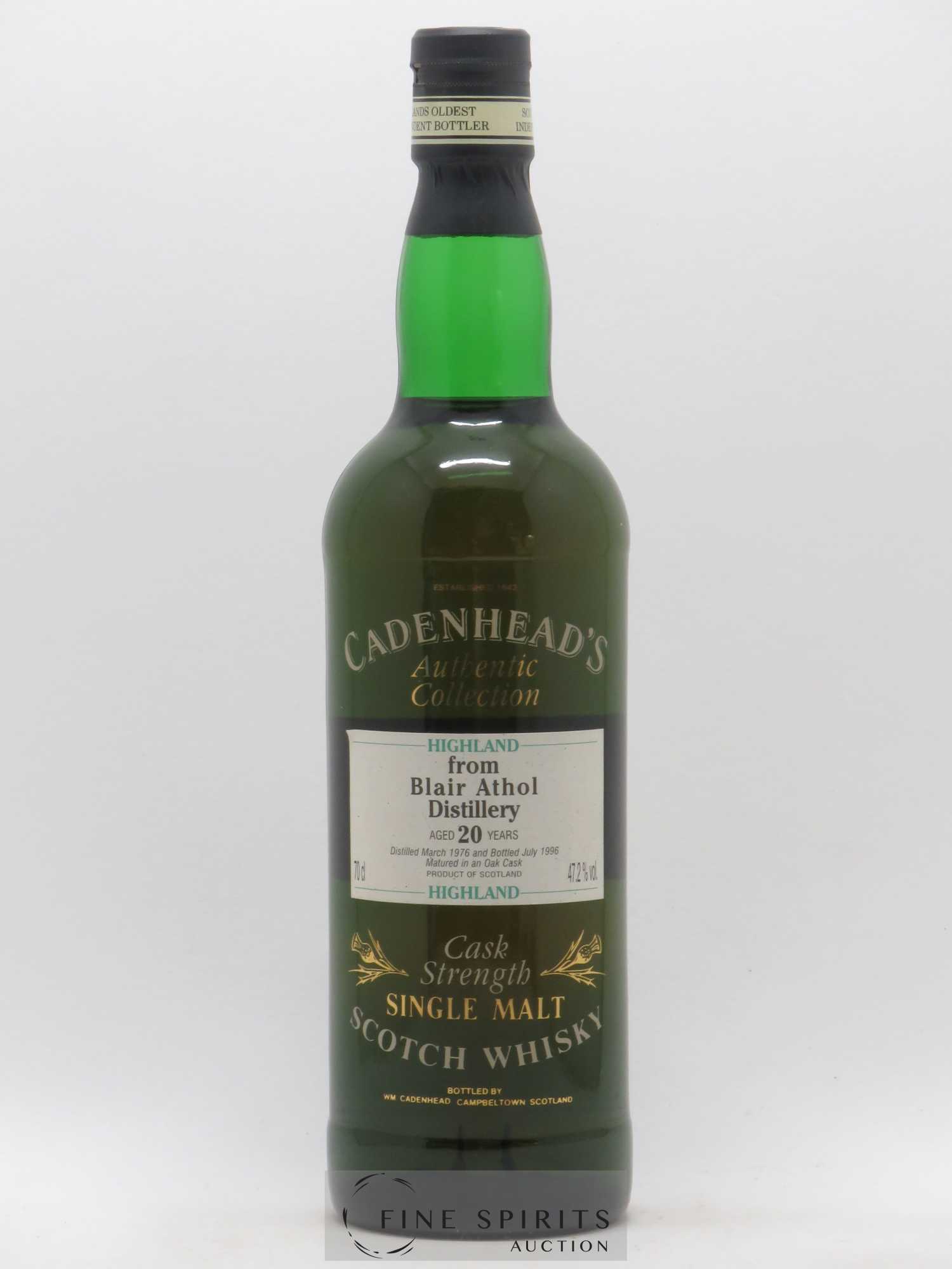 Blair Athol 20 years 1976 Cadenhead's Cask Strength - bottled 1996 Authentic Collection - Lot de 1 bouteille - 1