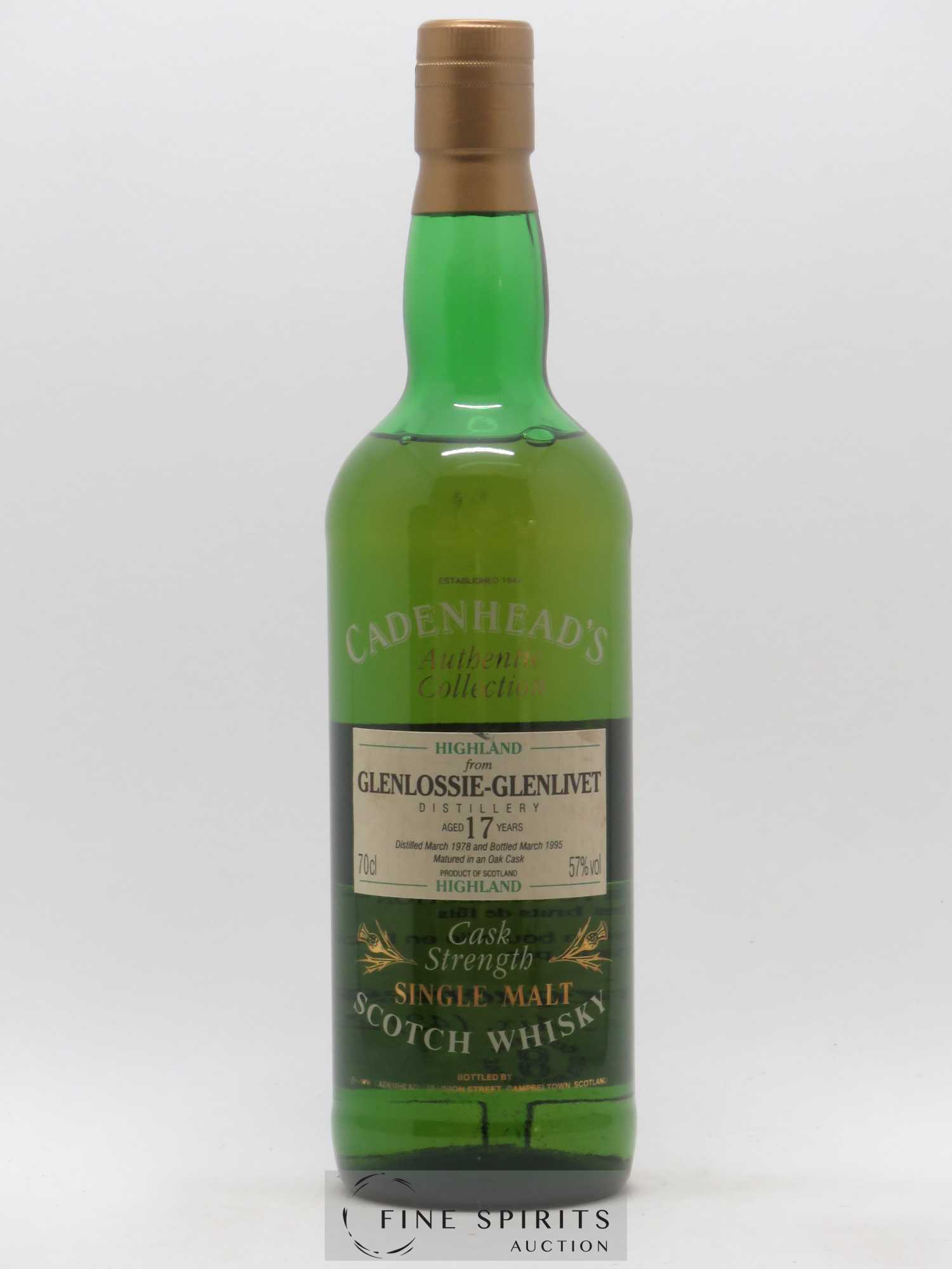 Glenlossie-Glenlivet 17 years 1978 Cadenhead's Cask Strength - bottled 1995 Authentic Collection - Lot de 1 bouteille - 1