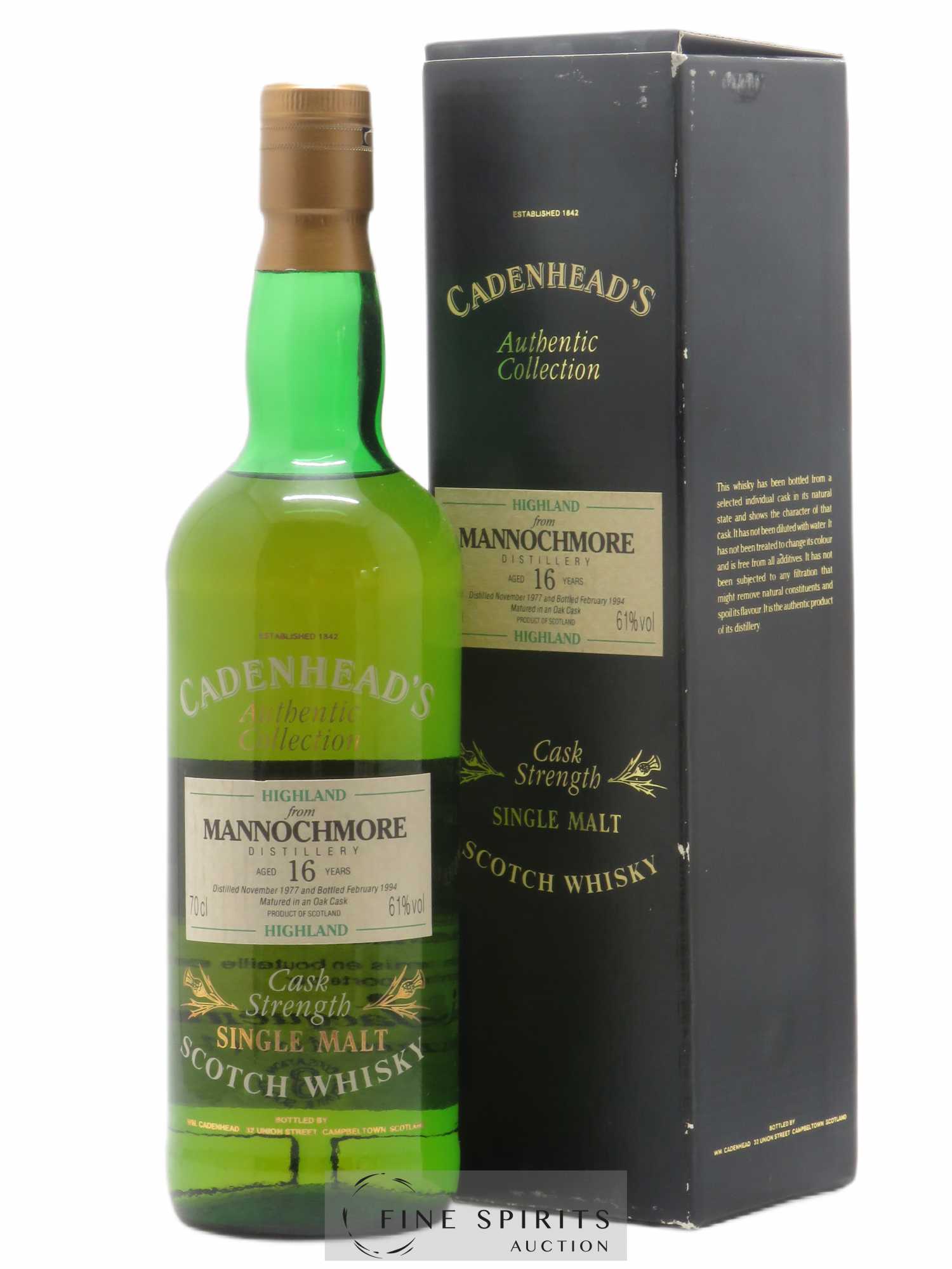 Mannochmore 16 years 1977 Cadenhead's Cask Strength - bottled 1994 Authentic Collection - Posten von 1 Flasche - 0