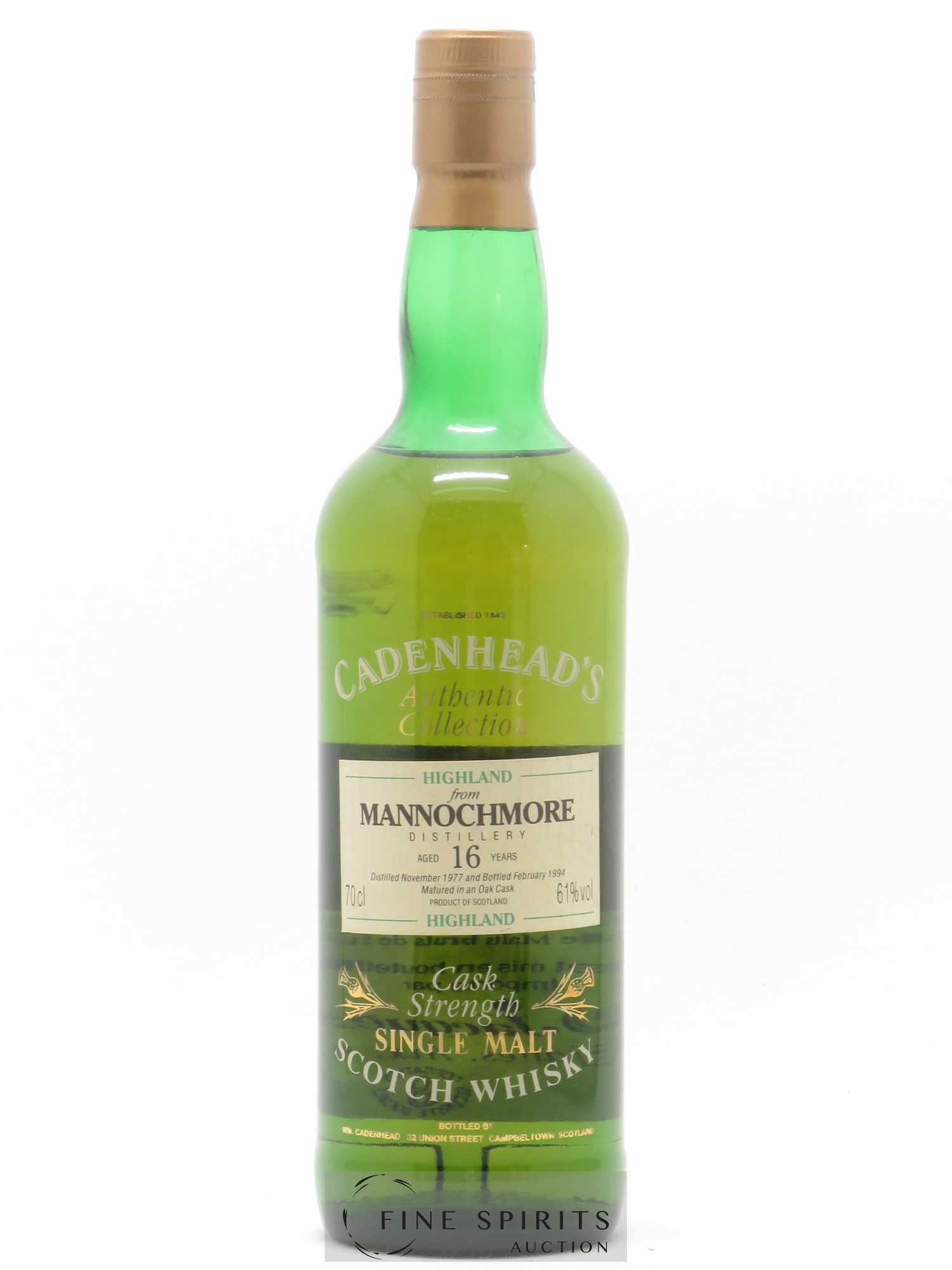 Mannochmore 16 years 1977 Cadenhead's Cask Strength - bottled 1994 Authentic Collection - Lot de 1 bouteille - 1