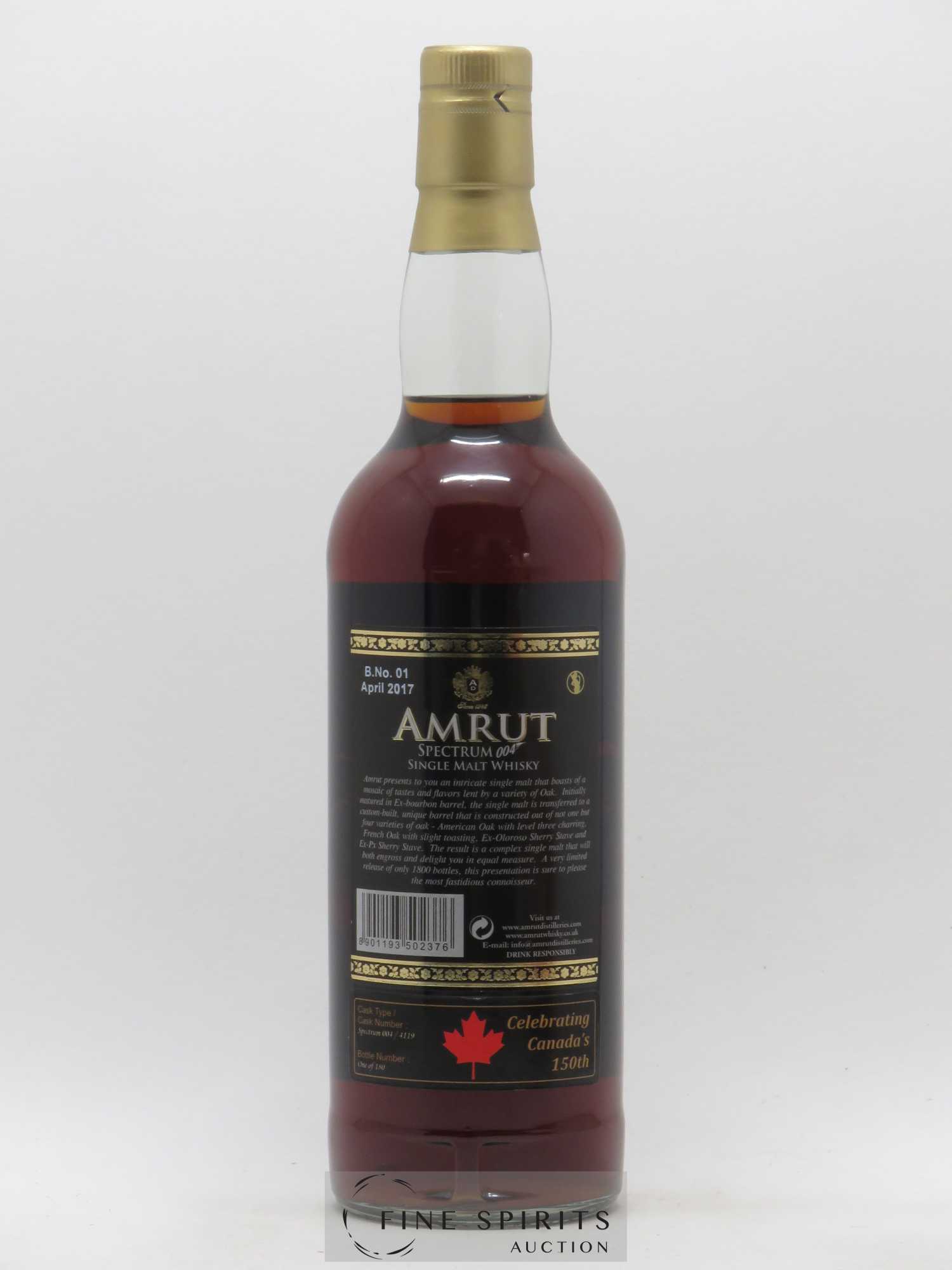 Amrut Of. Spectrum 004-4119 - One of 180 - bottled 2017 Celebrating Canada's 150th - Lot de 1 bouteille - 2