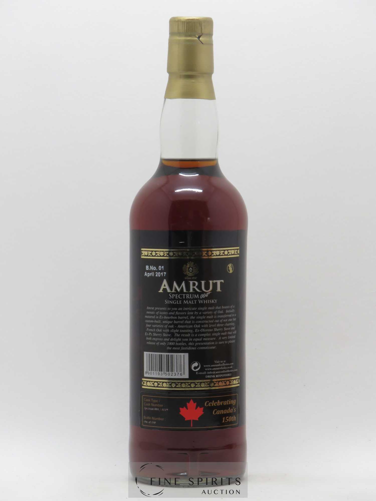 Amrut Of. Spectrum 004-4119 - One of 180 - bottled 2017 Celebrating Canada's 150th - Lot de 1 bouteille - 2