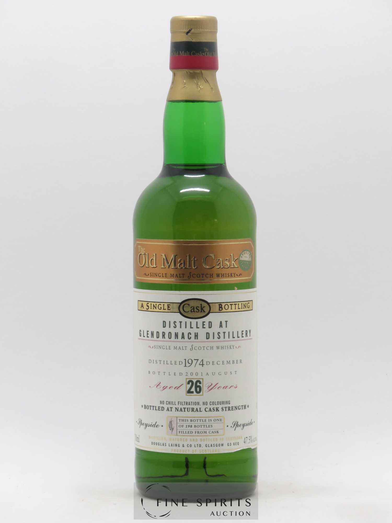 Glendronach 26 years 1974 Douglas Laing Single Cask One of 198 - bottled 2001 Old Malt Cask - Lot de 1 bouteille - 1