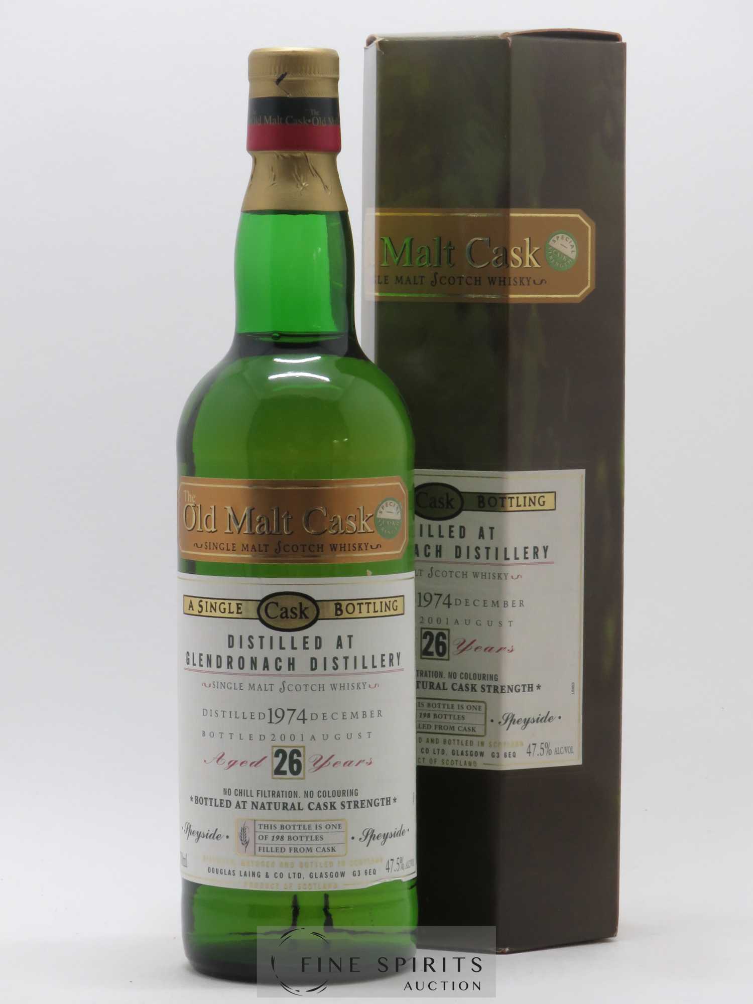 Glendronach 26 years 1974 Douglas Laing Single Cask One of 198 - bottled 2001 Old Malt Cask - Lot de 1 bouteille - 0