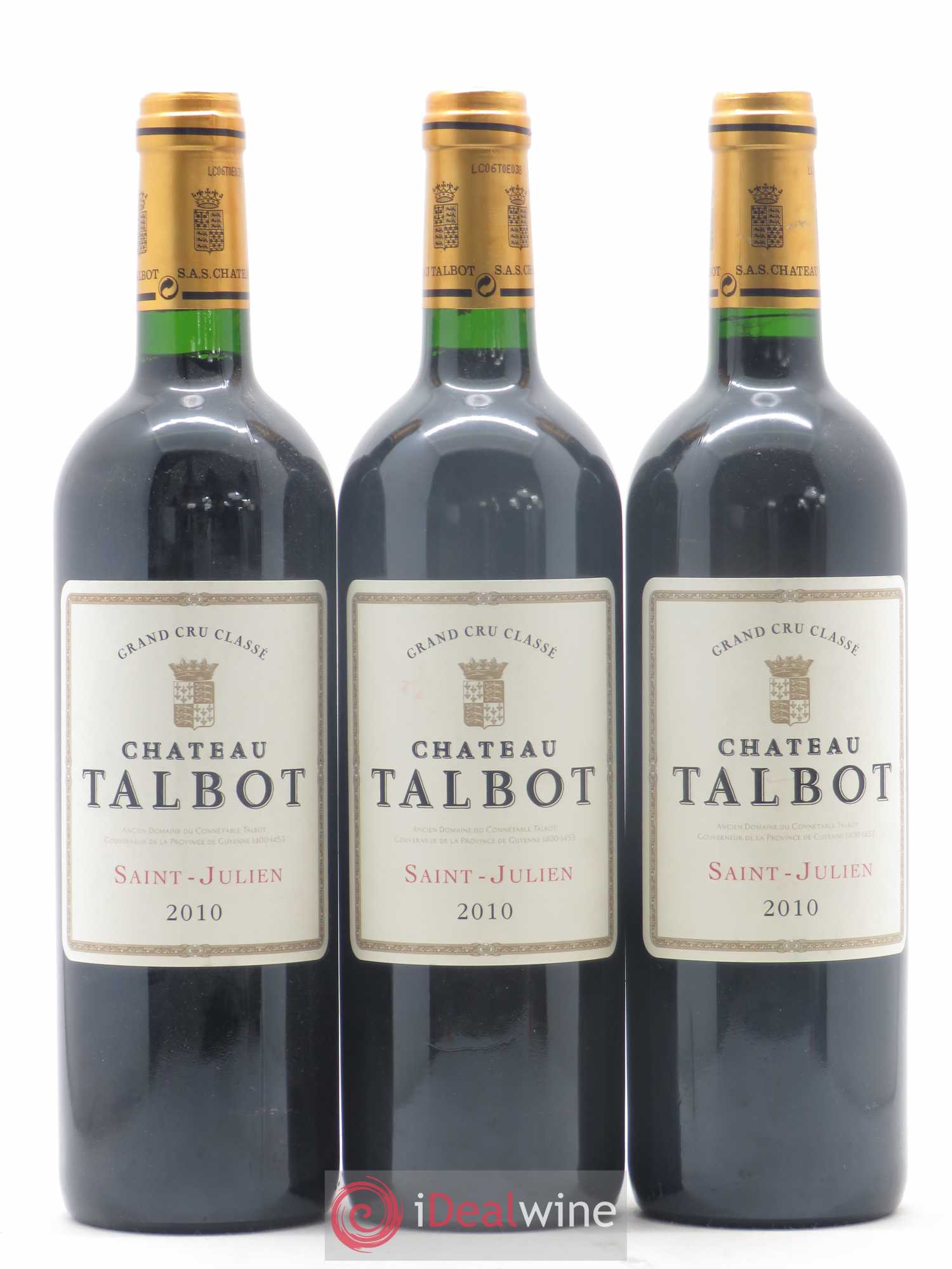 Château Talbot 4ème Grand Cru Classé 2010 - Lot de 3 bouteilles - 0