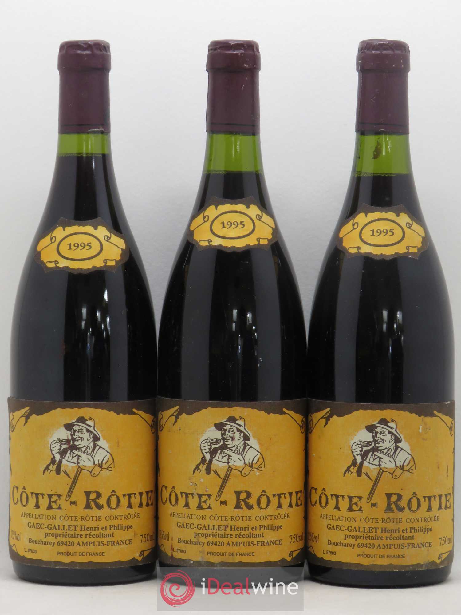 Côte-Rôtie Henri et Philippe Gallet 1995 - Posten von 3 Flaschen - 0