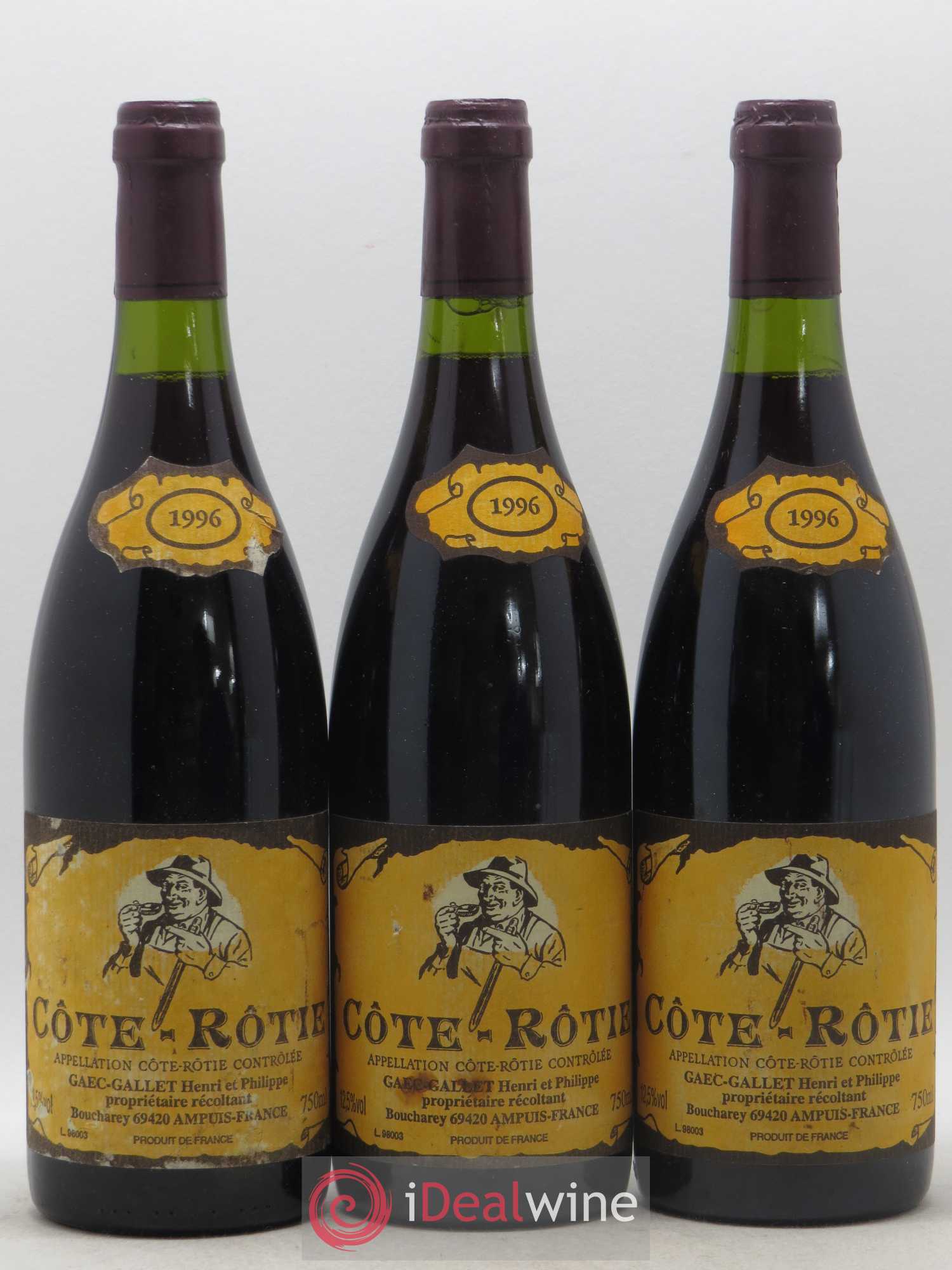 Côte-Rôtie Henri et Philippe Gallet 1996 - Posten von 3 Flaschen - 0