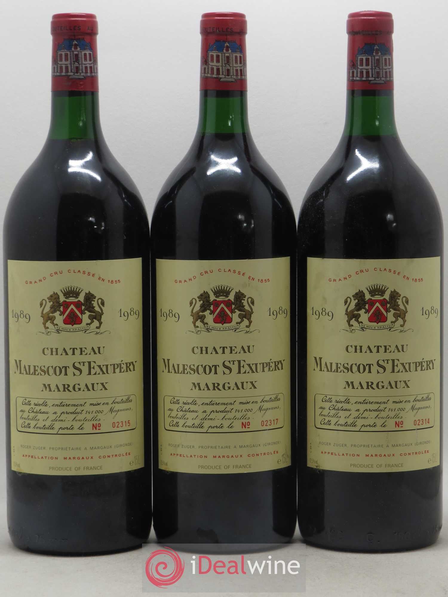 Château Malescot Saint-Exupéry 3ème Grand Cru Classé 1989 - Posten von 3 Magnum - 0