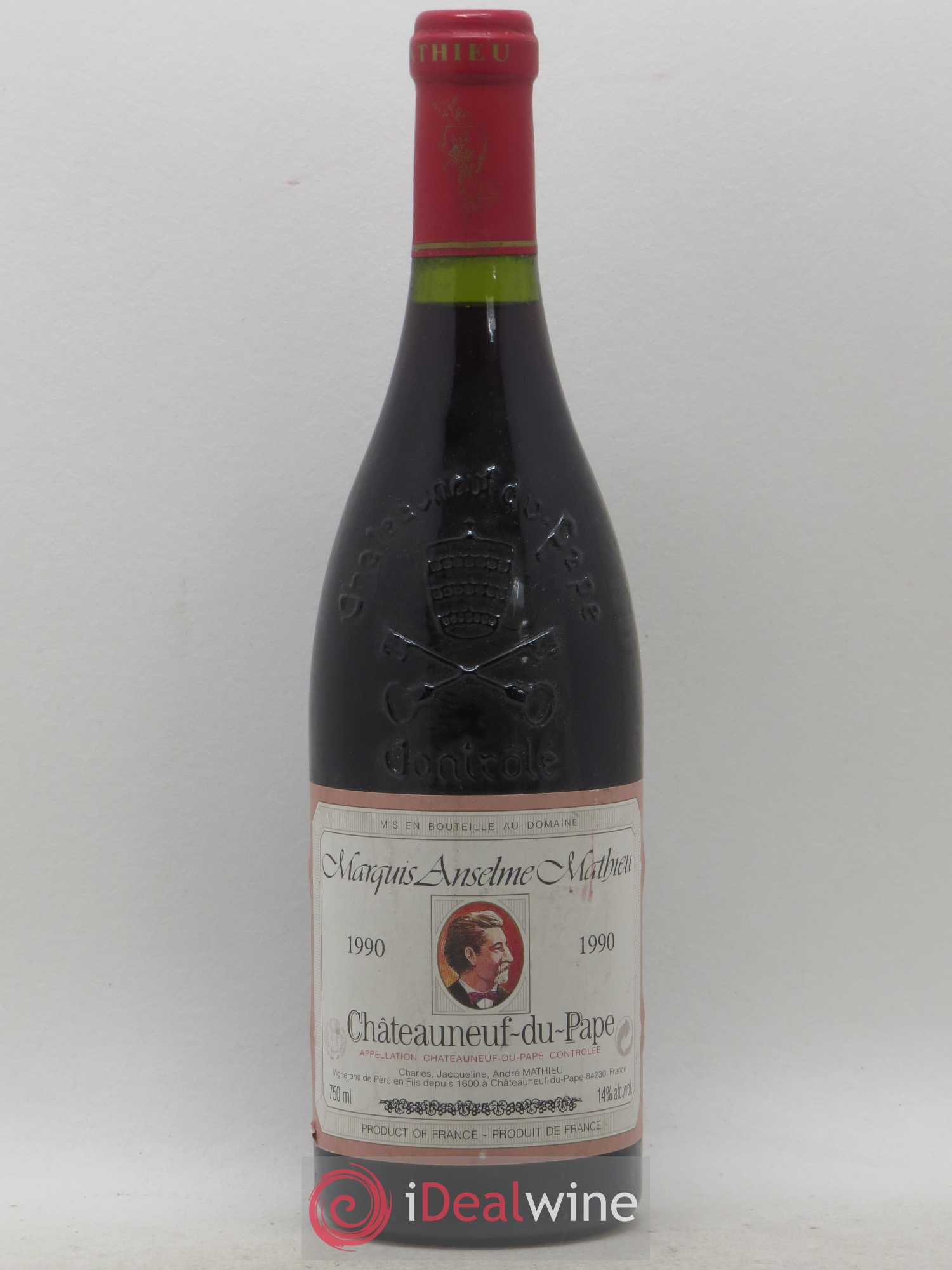 Châteauneuf-du-Pape Marquis Anselme Mathieu 1990 - Lot de 1 bouteille - 0