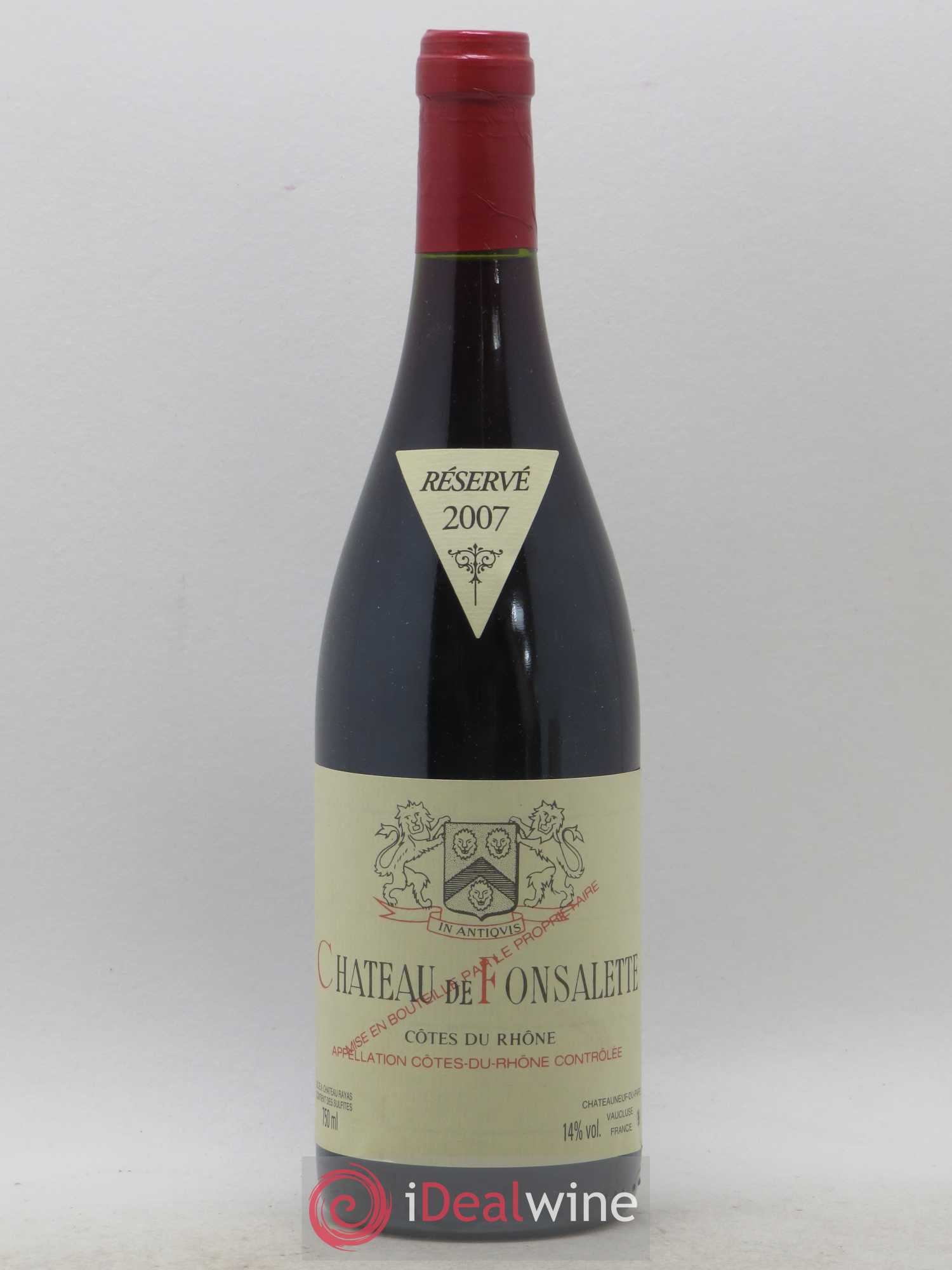 Côtes-du-Rhône Château de Fonsalette Emmanuel Reynaud 2007 - Lot de 1 bouteille - 0