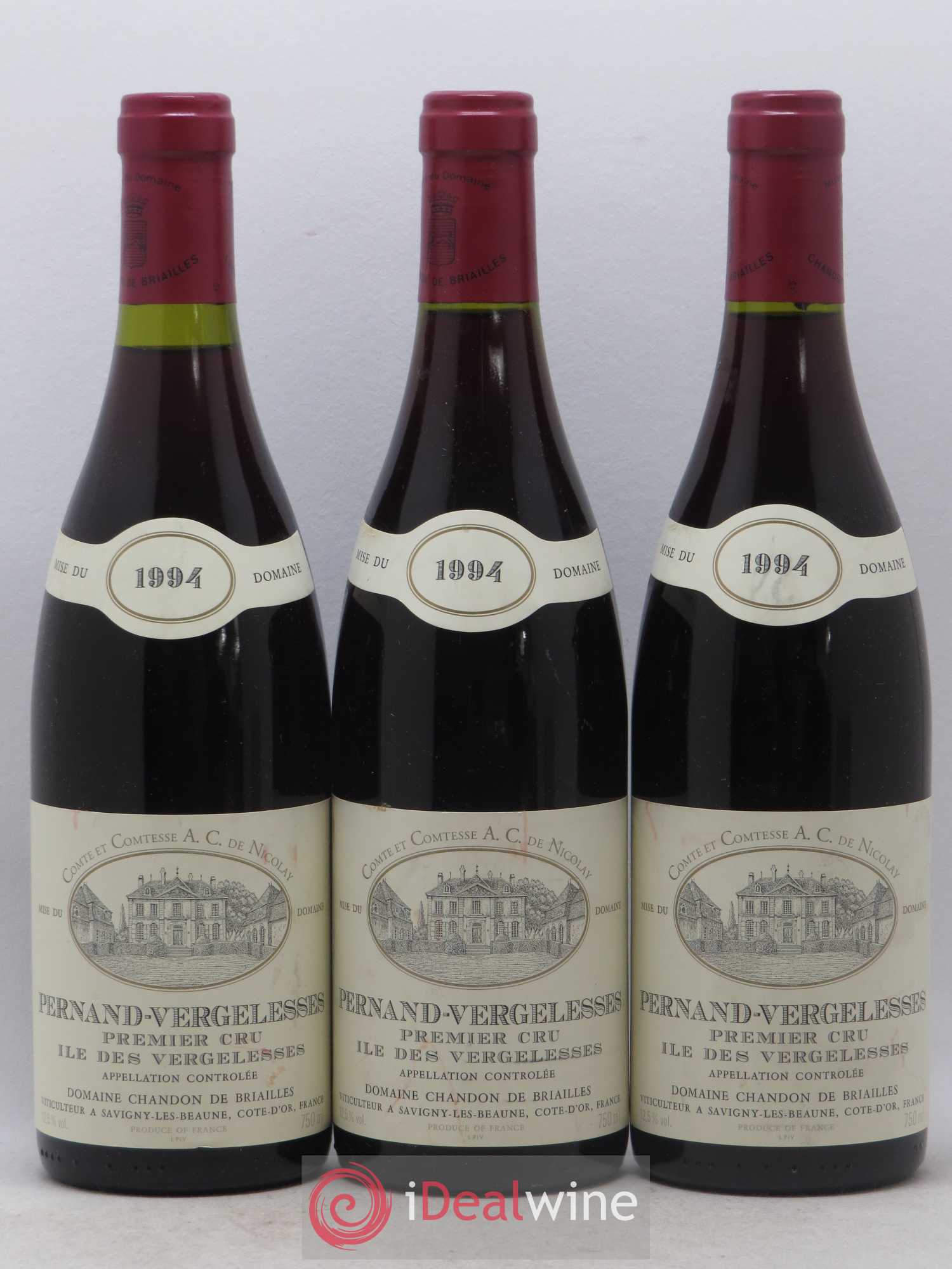 Pernand-Vergelesses 1er Cru Ile des Vergelesses Chandon de Briailles 1994 - Lot de 3 bouteilles - 0