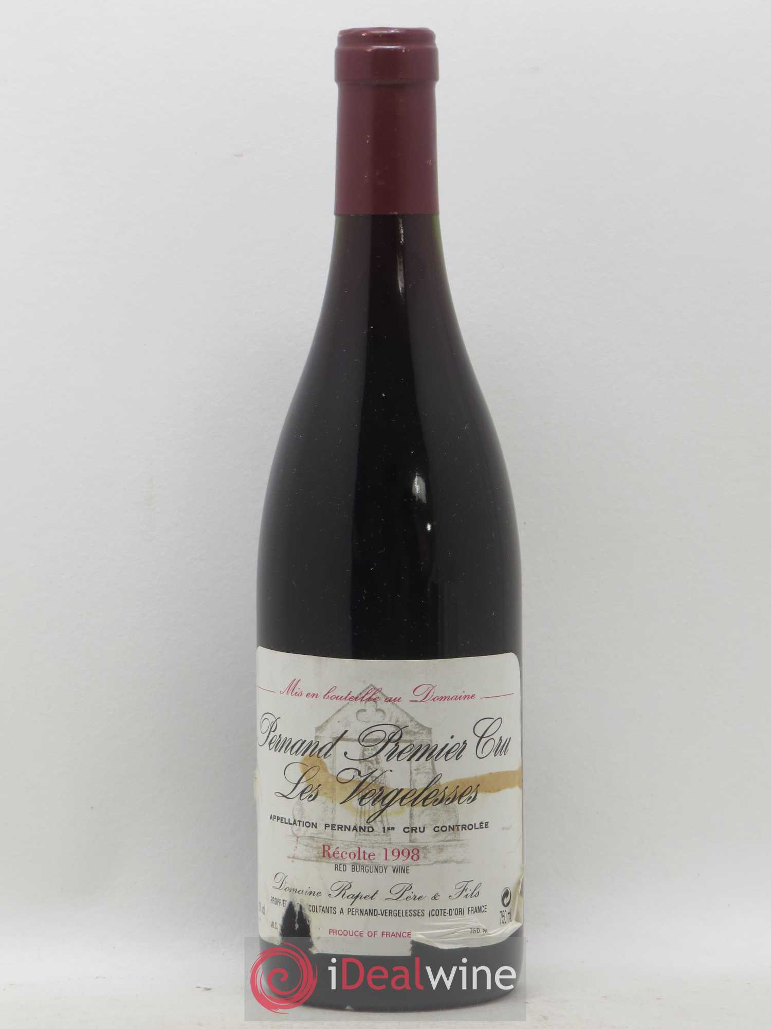Pernand-Vergelesses 1er Cru Les Vergelesses Rapet Père & Fils 1998 - Lot de 1 bouteille - 0