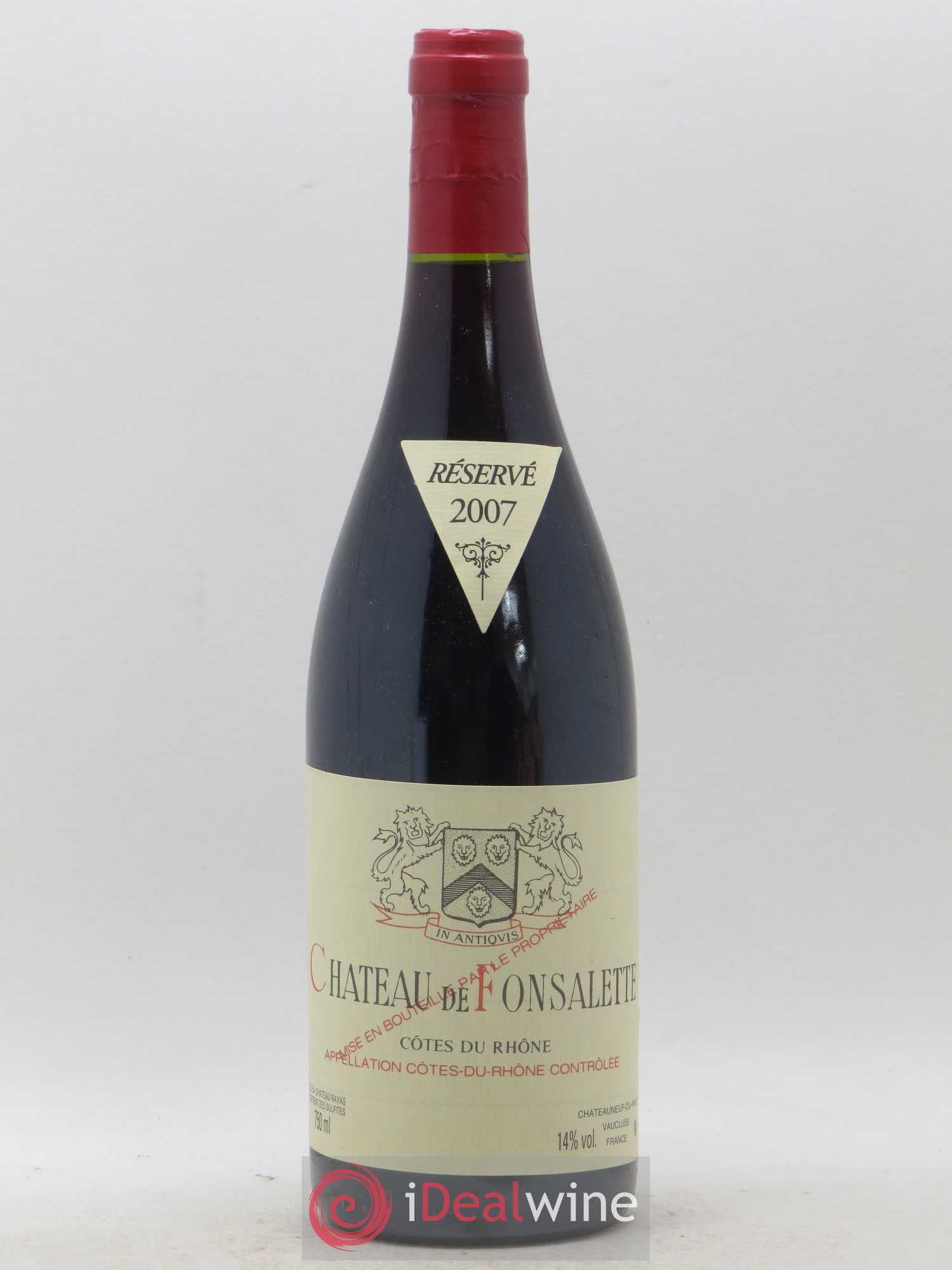 Côtes-du-Rhône Château de Fonsalette Emmanuel Reynaud 2007 - Lot de 1 bouteille - 0