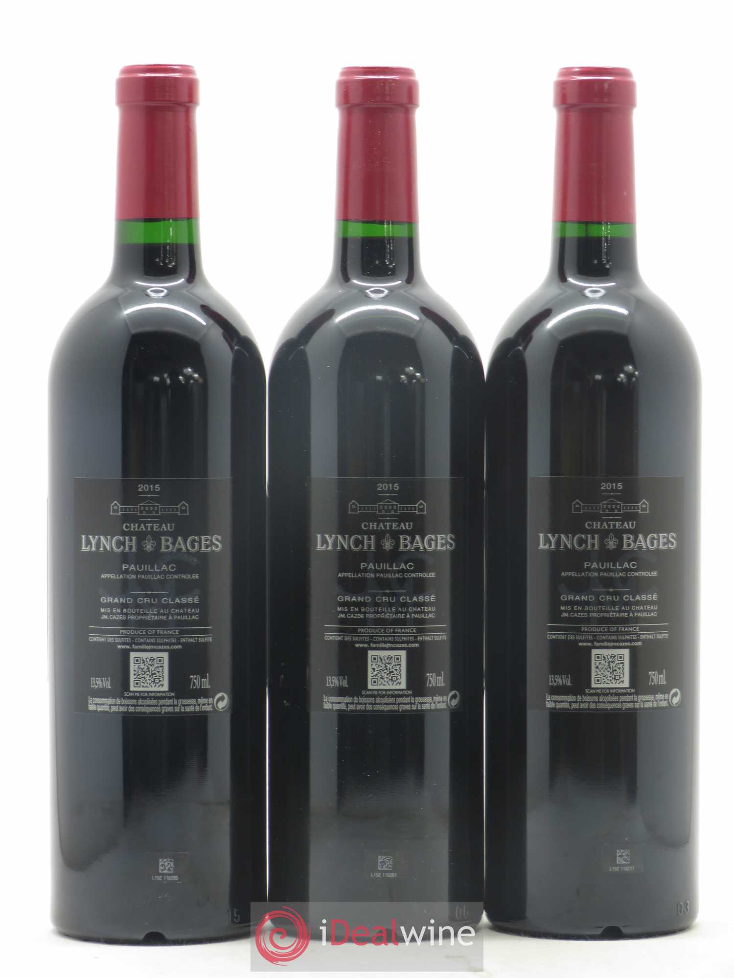Château Lynch Bages 5ème Grand Cru Classé 2015 - Lot de 3 bouteilles - 1