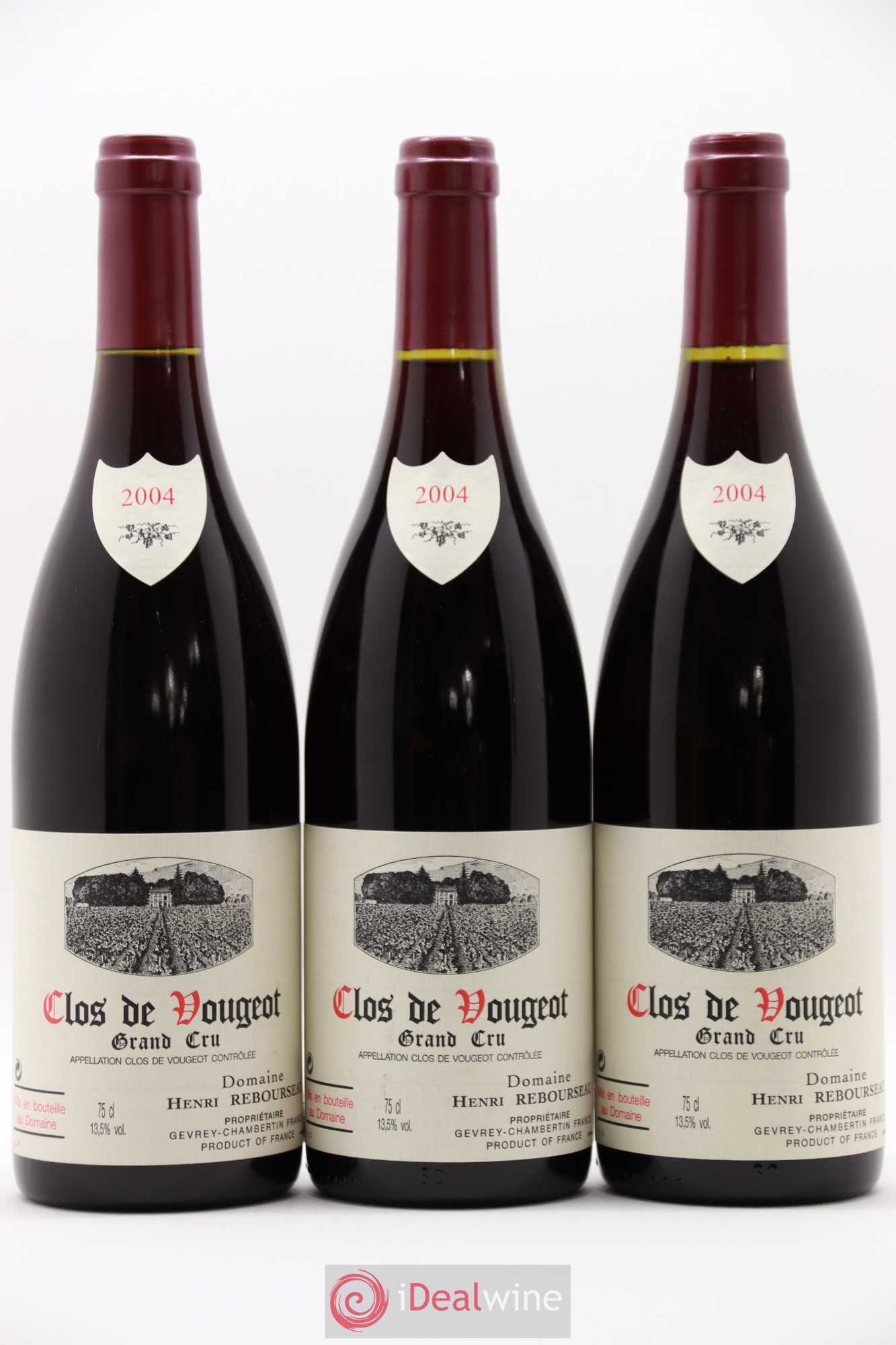 Clos de Vougeot Grand Cru Henri Rebourseau (Domaine) 2004 - Lot de 3 bouteilles - 0