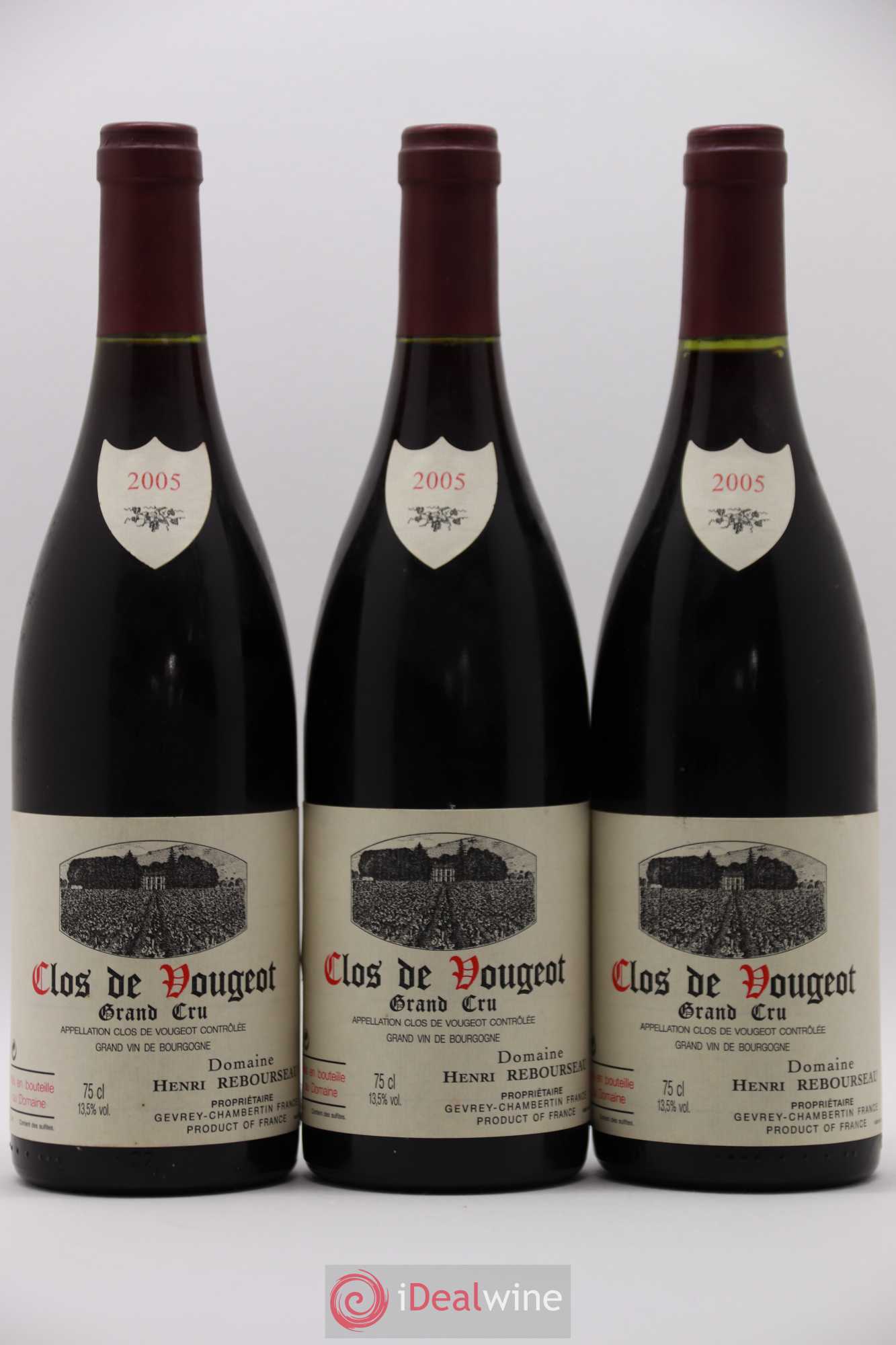 Clos de Vougeot Grand Cru Henri Rebourseau (Domaine) 2005 - Lot de 3 bouteilles - 0