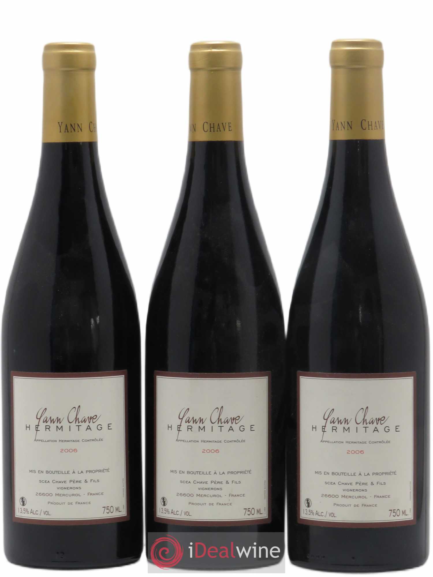 Hermitage Yann Chave 2006 - Lot de 3 bouteilles - 0