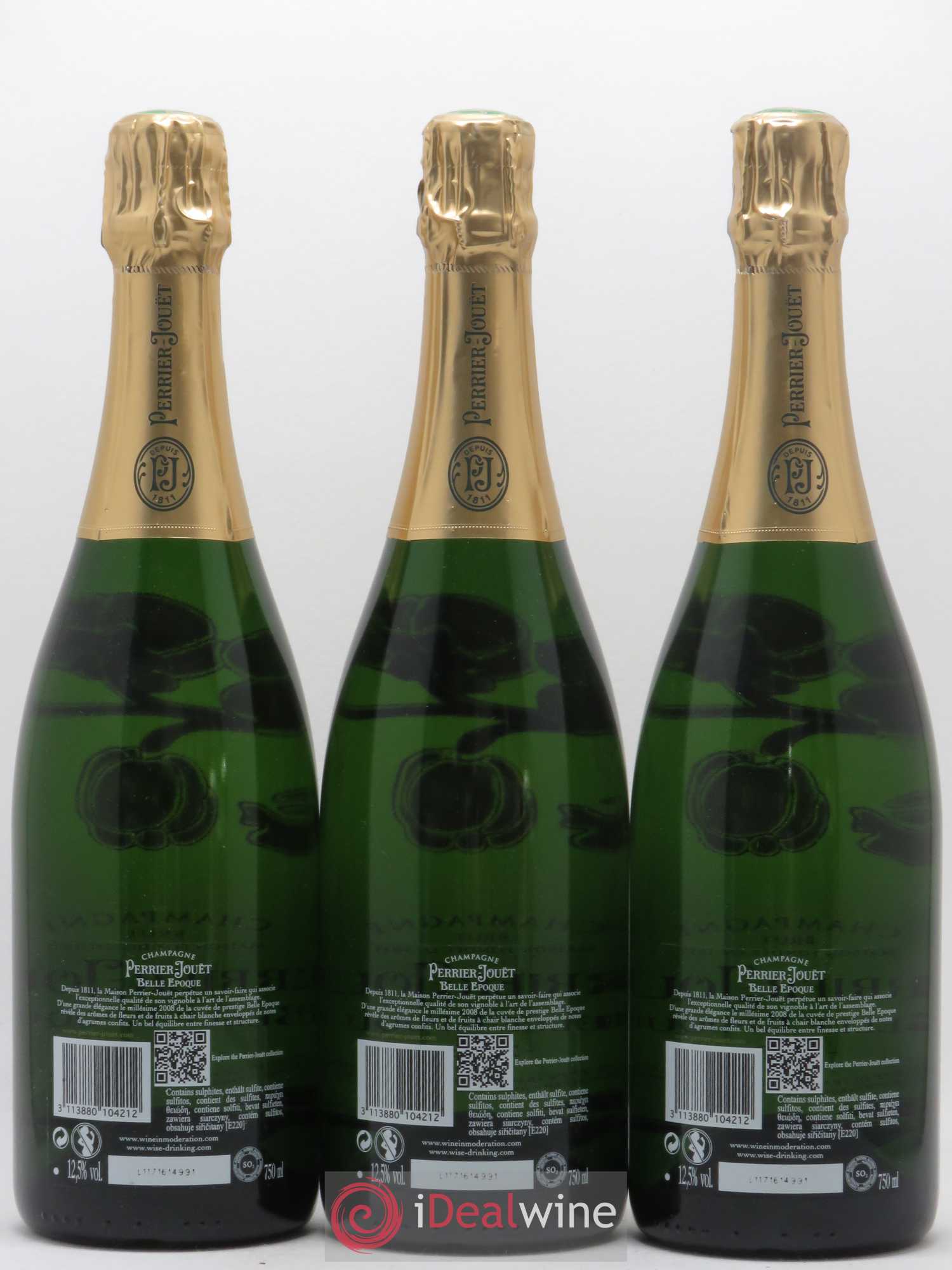 Cuvée Belle Epoque Brut Perrier-Jouët 2008 - Lot de 3 bouteilles - 1