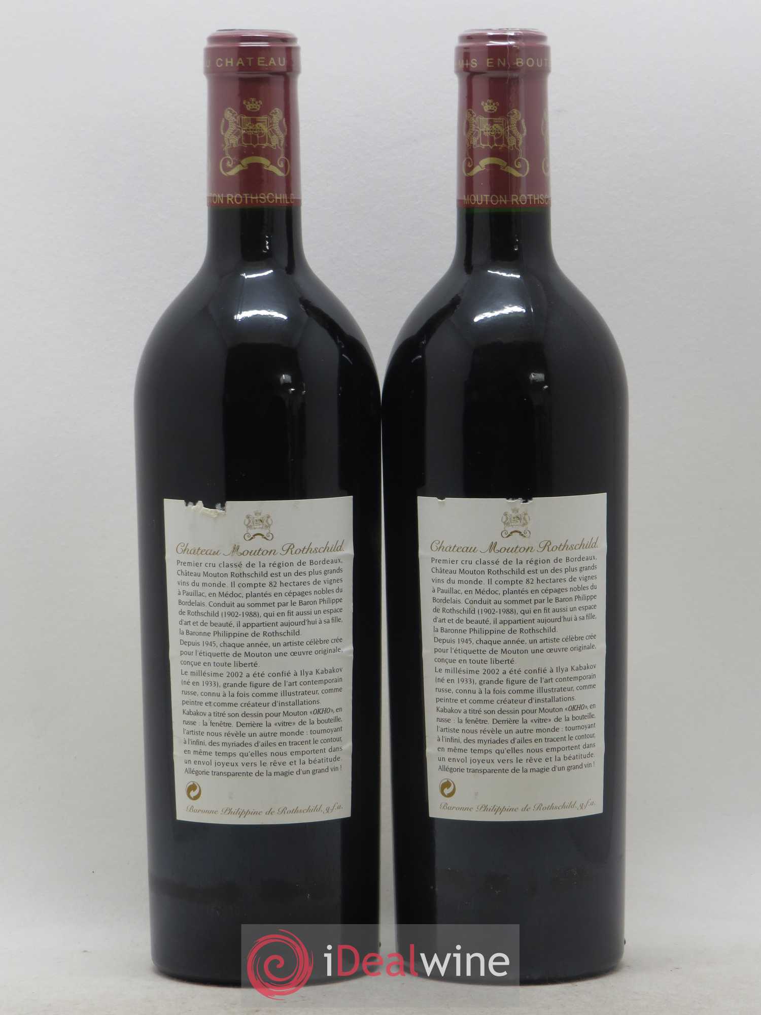 Château Mouton Rothschild 1er Grand Cru Classé 2002 - Lot de 2 bouteilles - 1