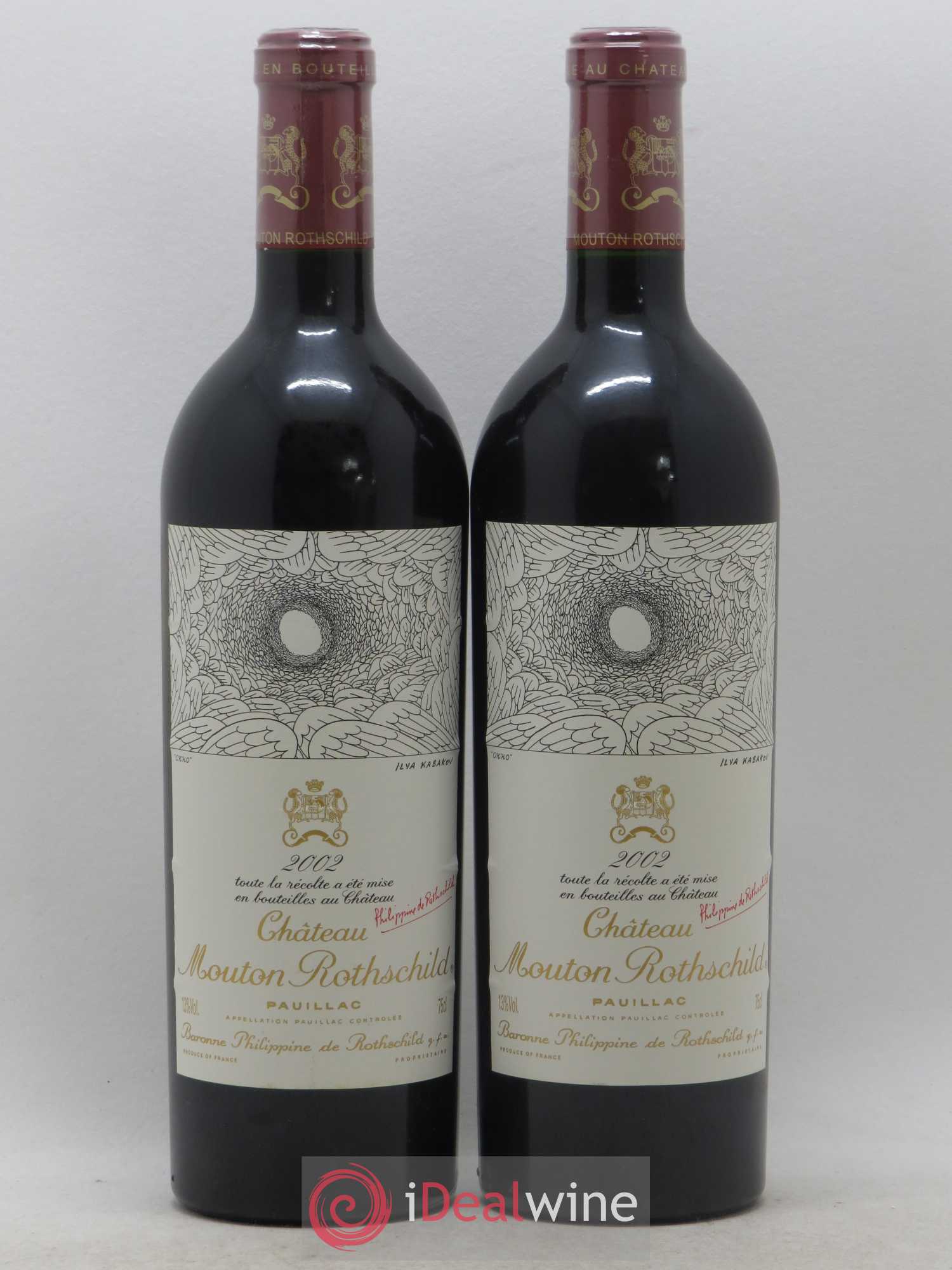 Château Mouton Rothschild 1er Grand Cru Classé 2002 - Lot de 2 bouteilles - 0