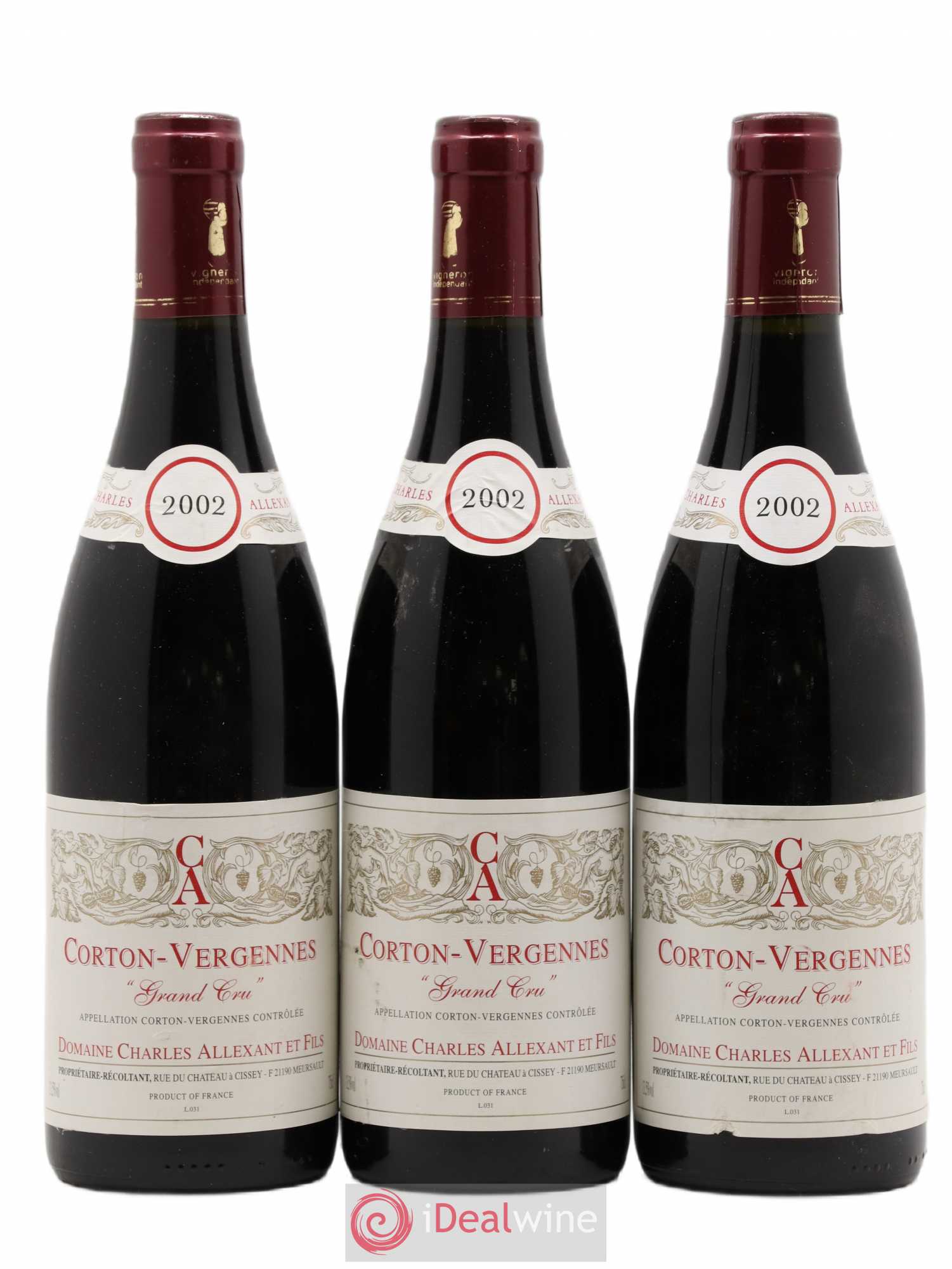 Corton Grand Cru Vergennes Domaine Charles Allexant et Fils 2002 - Posten von 3 Flaschen - 0