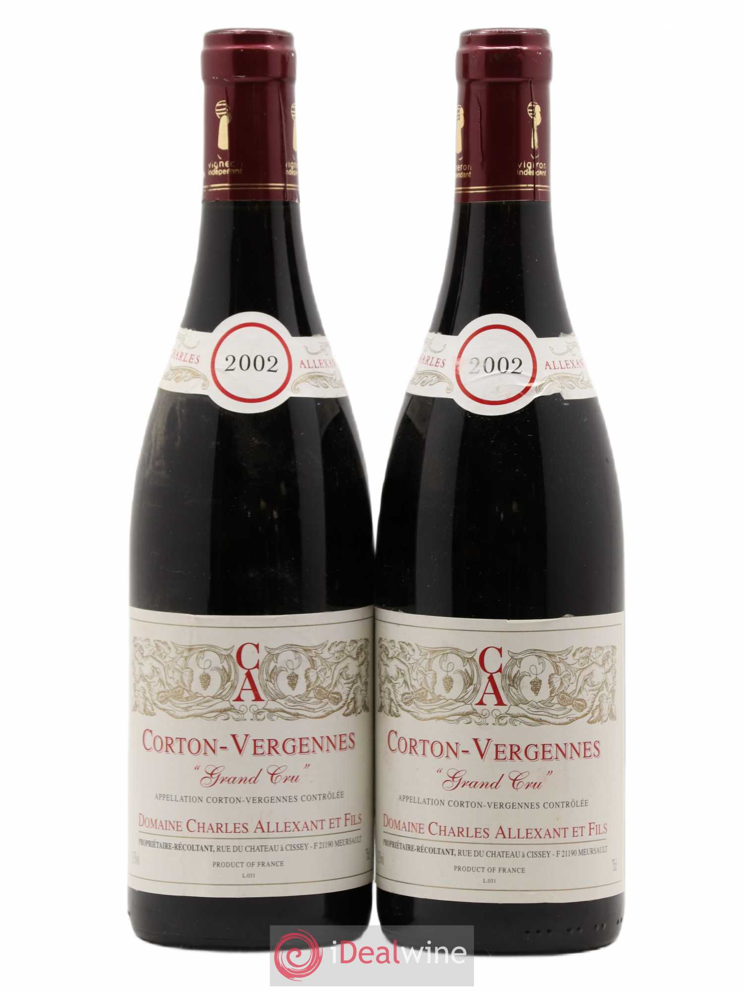 Corton Grand Cru Vergennes Domaine Charles Allexant et Fils 2002 - Posten von 2 Flaschen - 0