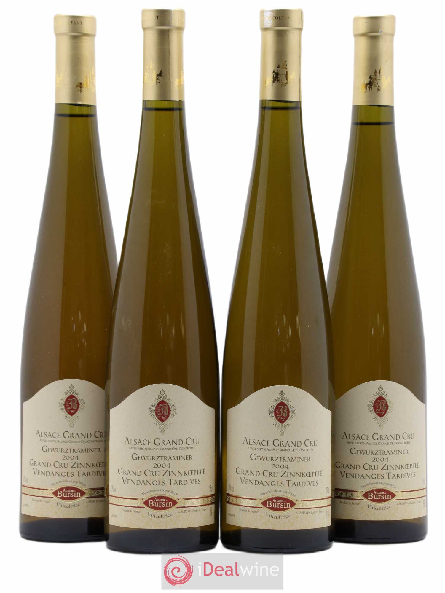 Gewurztraminer Vendanges Tardives Grand Cru Zinnkoepflé Agathe Bursin (sans prix de réserve) 2004 - Lotto di 4 bottiglie - 0