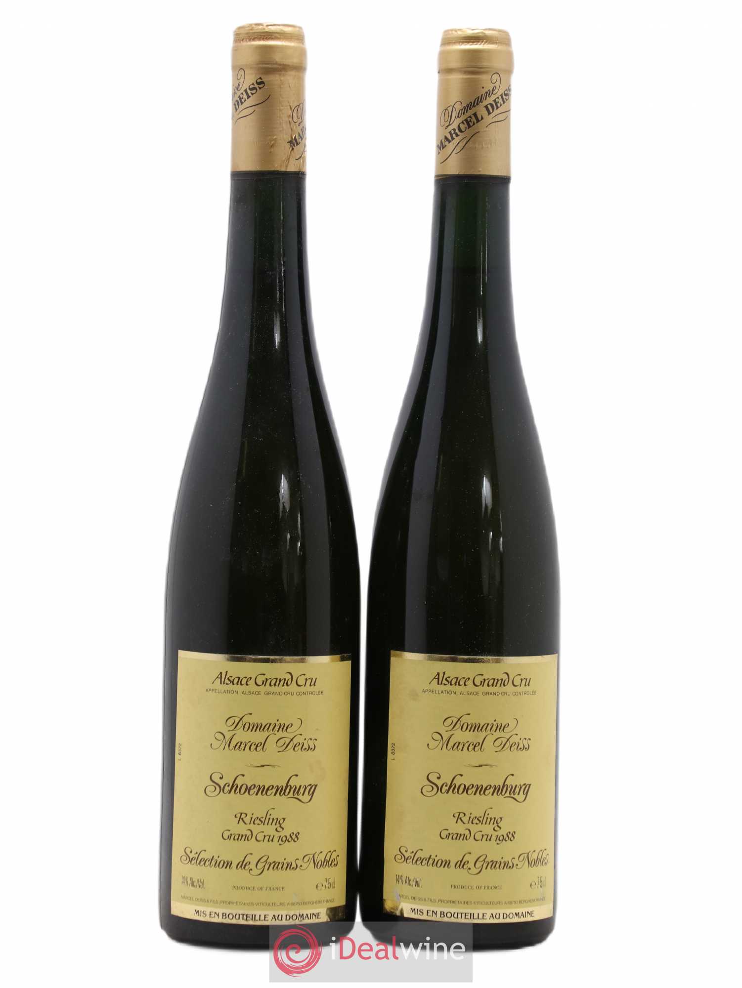 Alsace Riesling Sélection de Grains Nobles Grand Cru Schoenenbourg Marcel Deiss (Domaine) 1988 - Lotto di 2 bottiglie - 0