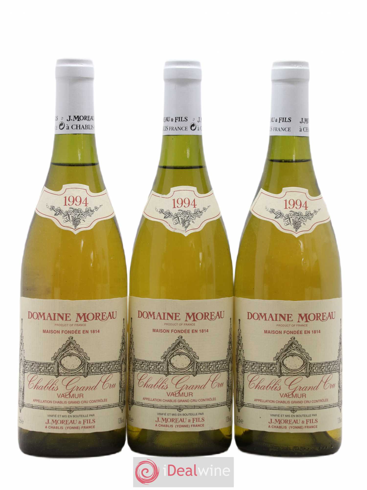 Chablis Grand Cru Valmur Domaine Moreau 1994 - Posten von 3 Flaschen - 0