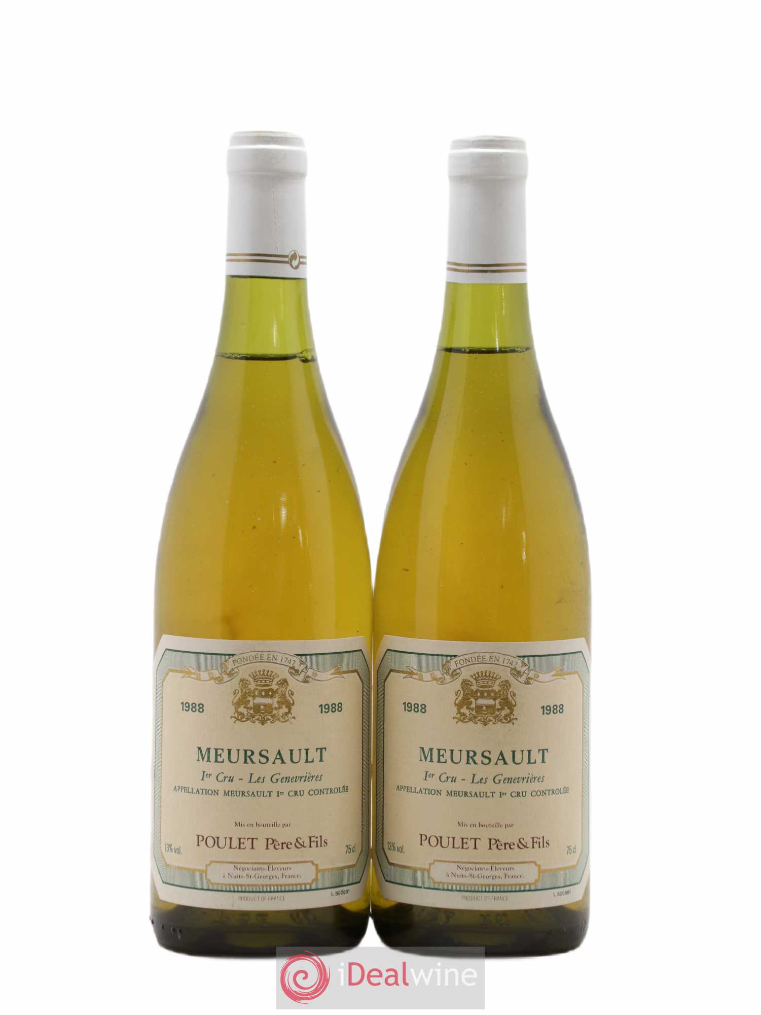 Meursault 1er Cru Les Genevrières Domaine Poulet et Fils 1988 - Posten von 2 Flaschen - 0