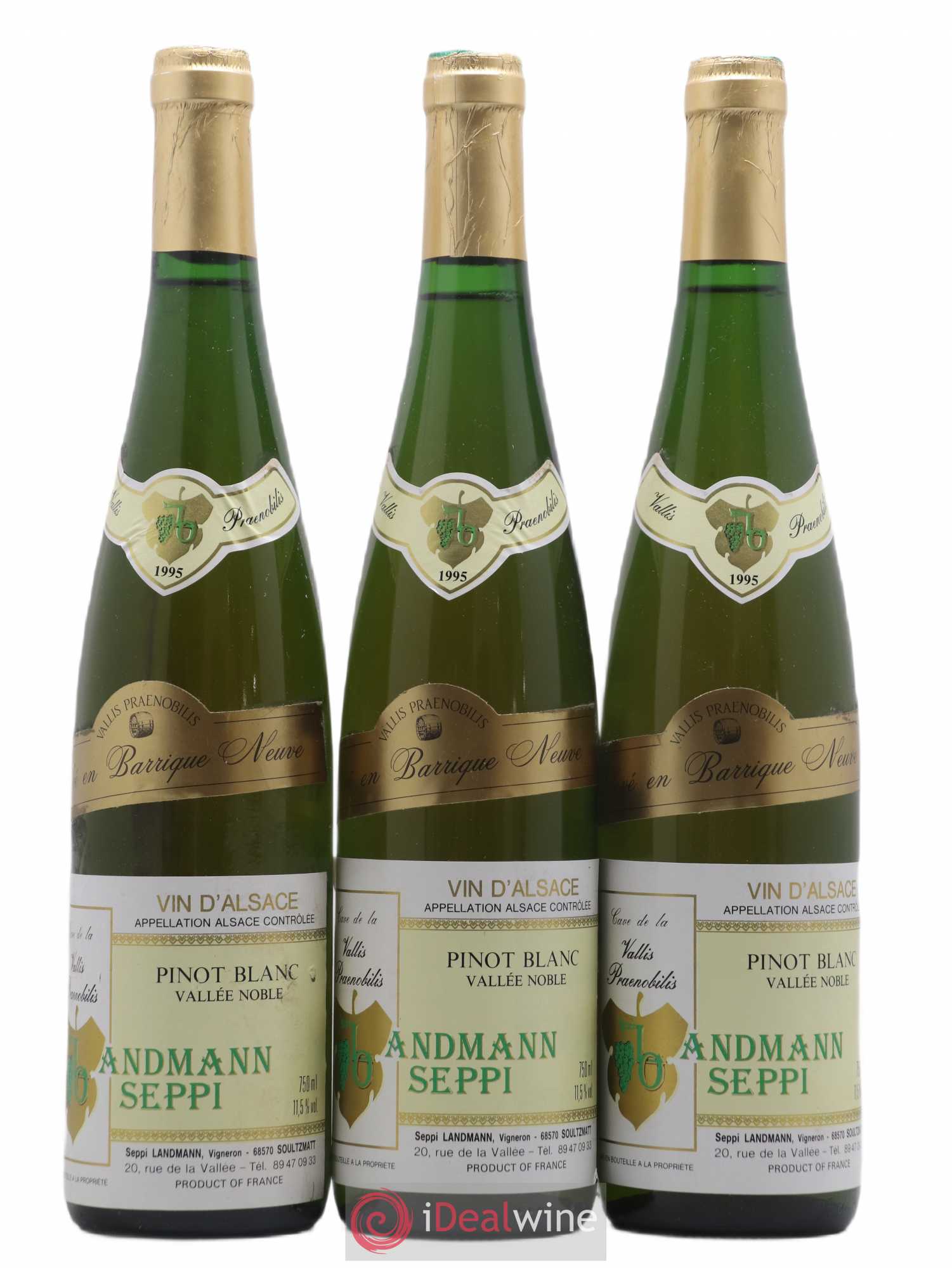 Alsace Pinot Blanc Seppi Landmann (sans prix de réserve) 1995 - Posten von 3 Flaschen - 0