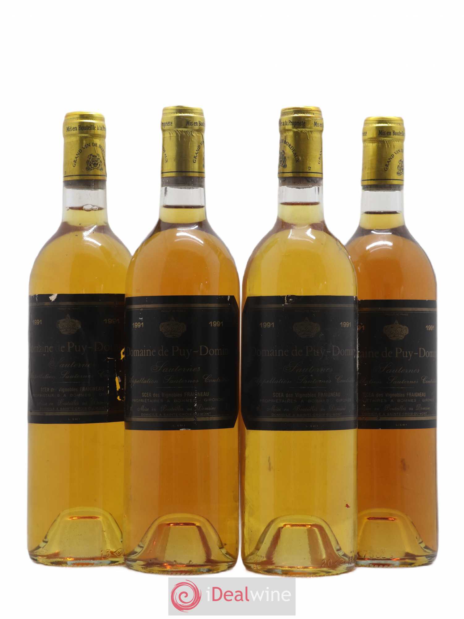 Sauternes Domaine De Puy Domine 1991 - Lotto di 4 bottiglie - 0