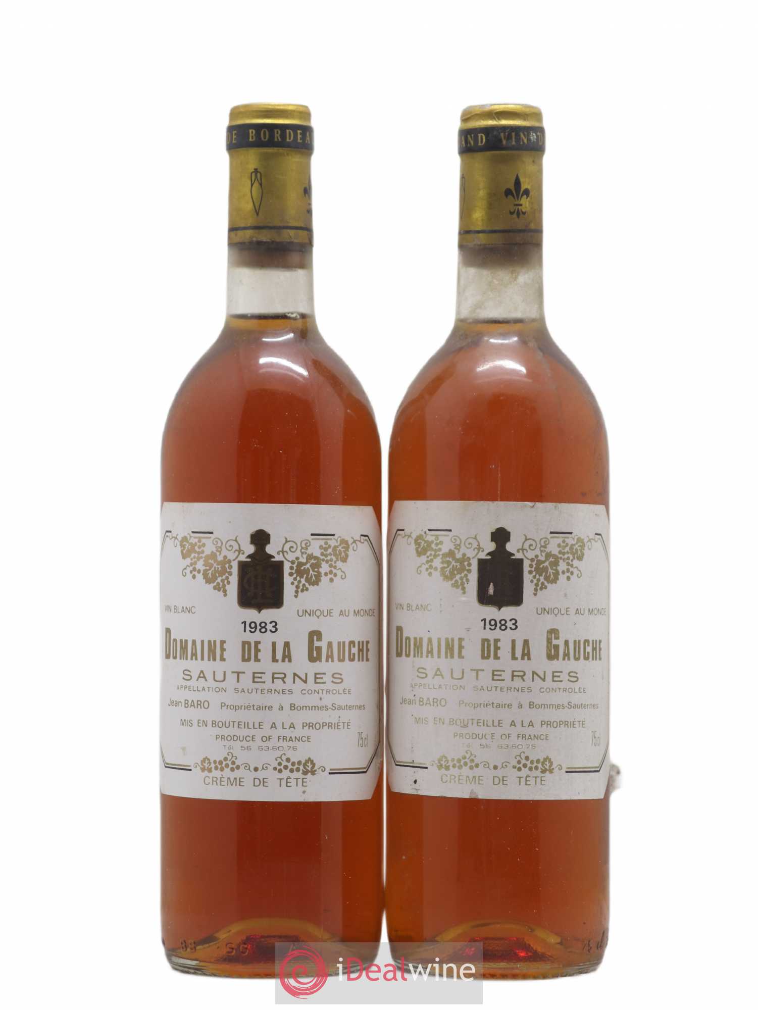 Sauternes Creme De Tete Domaine De La Gauche 1983 - Lotto di 2 bottiglie - 0