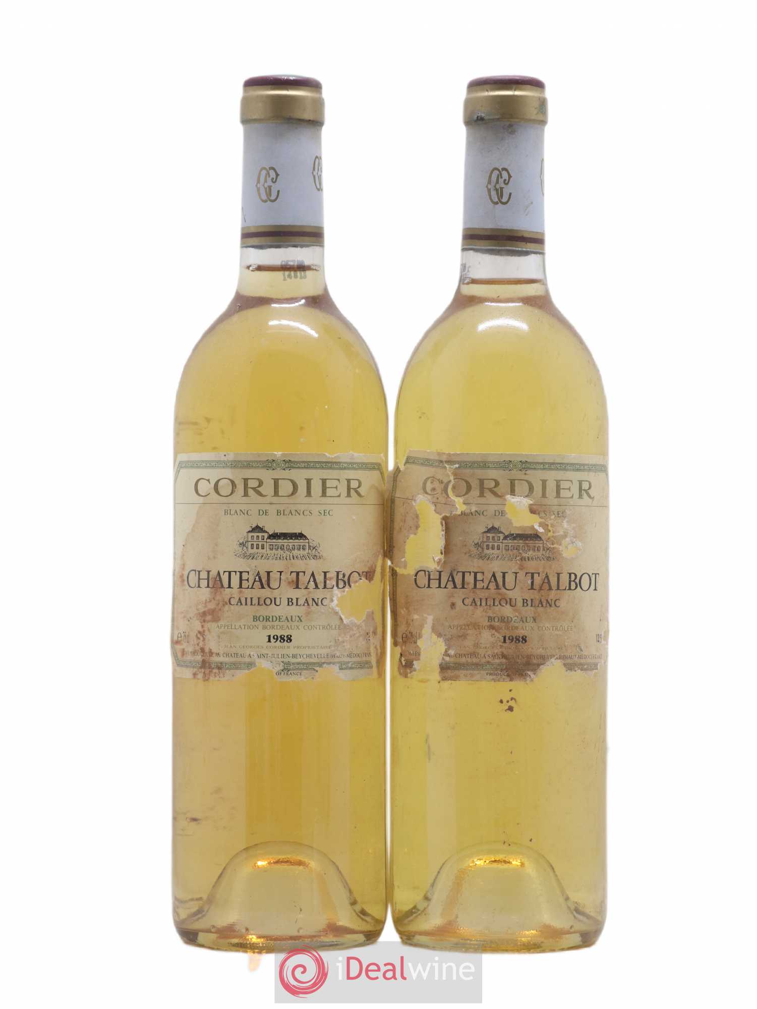 Château Talbot Caillou Blanc 1988 - Lot de 2 bouteilles - 0